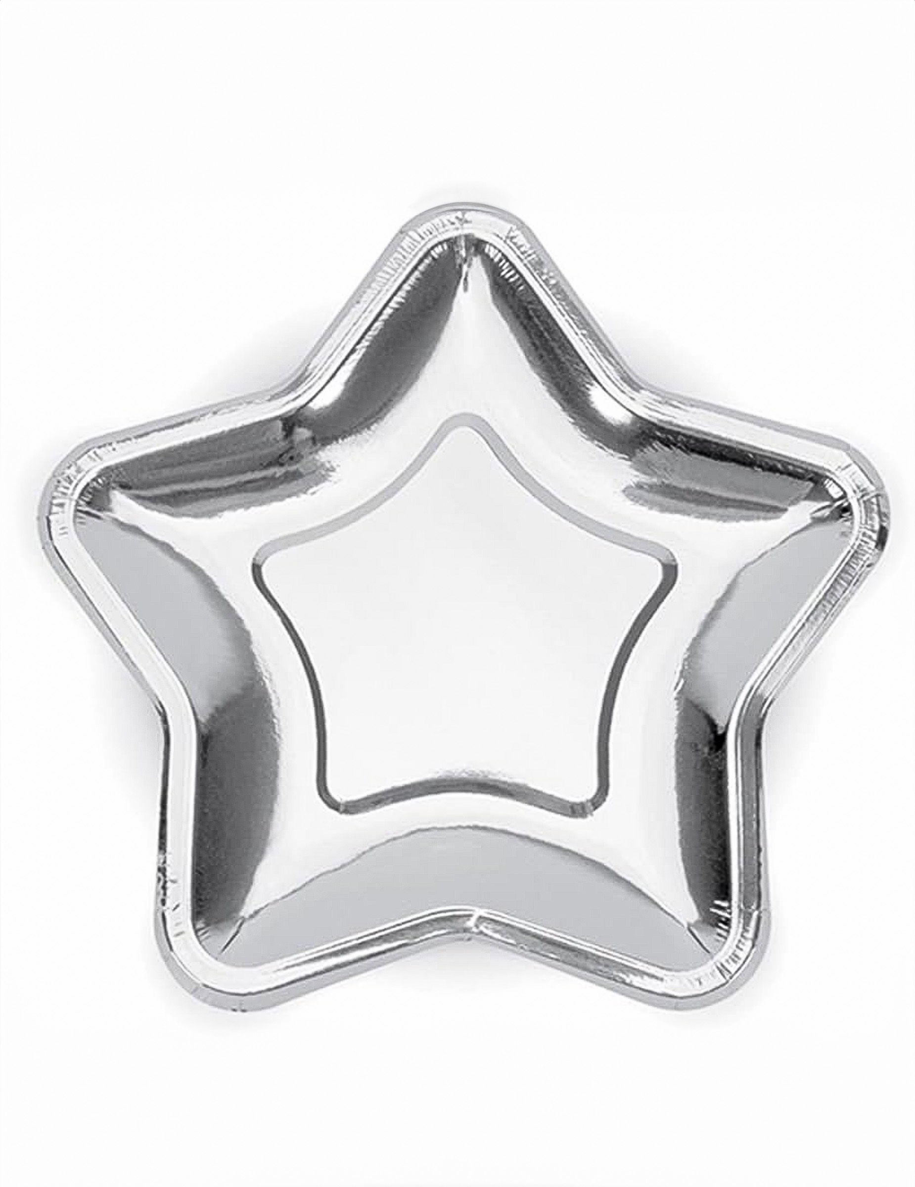 6 kleine Pappteller silberne Sterne 18 cm Partygeschirr