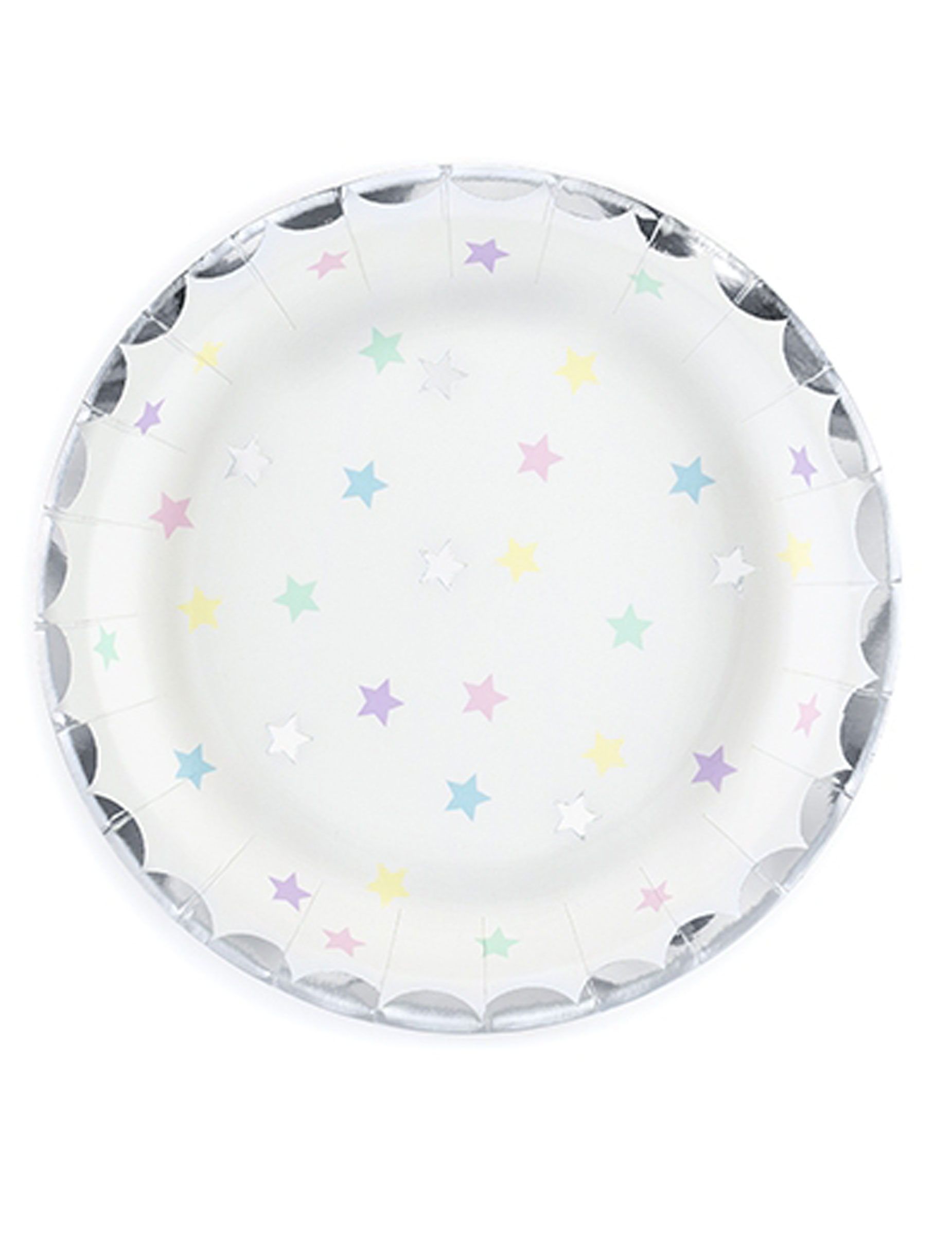 6 kleine Sternen-Pappteller 18 cm in Pastellfarben