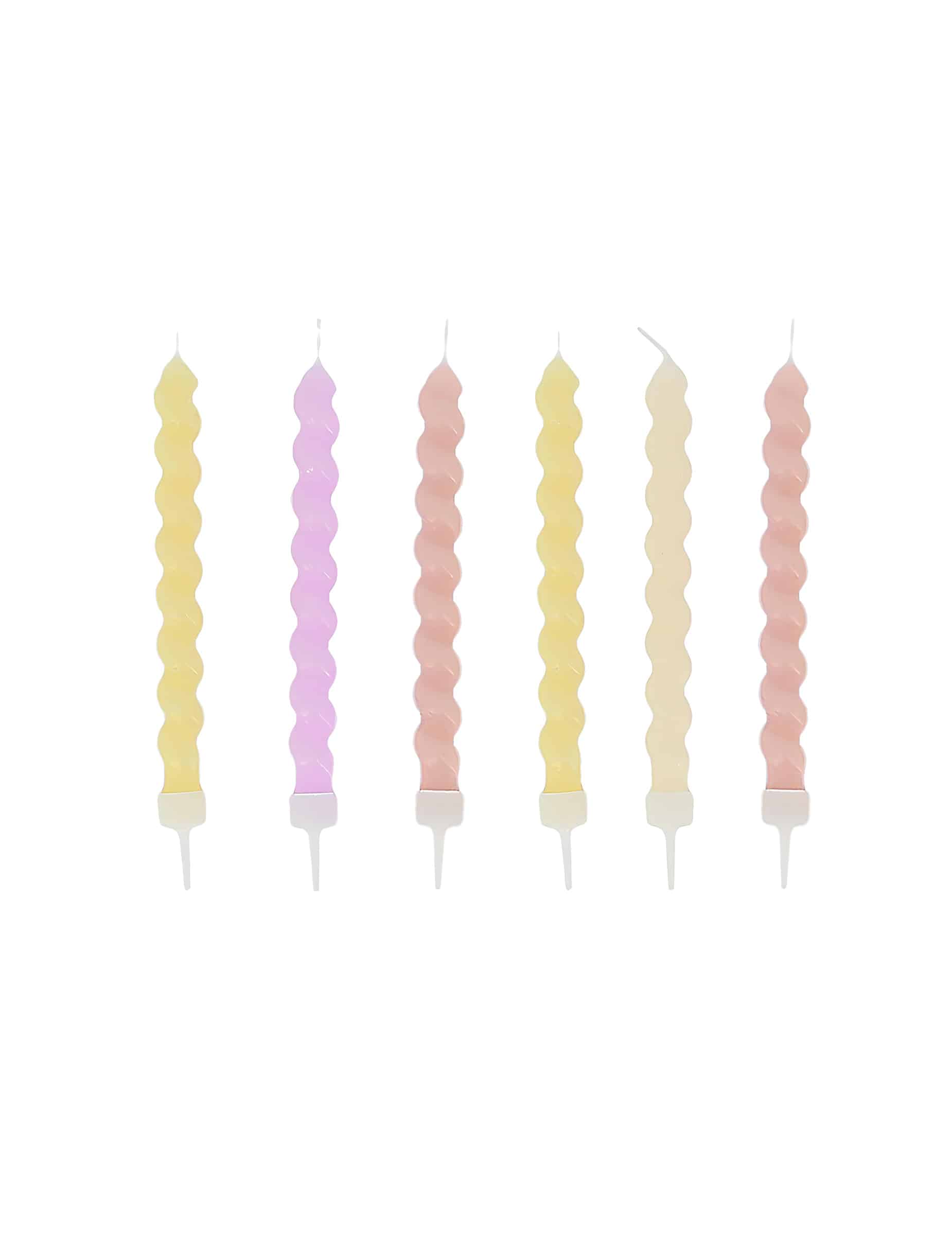 6 pastel-farbene gedrehte Kerzen 8