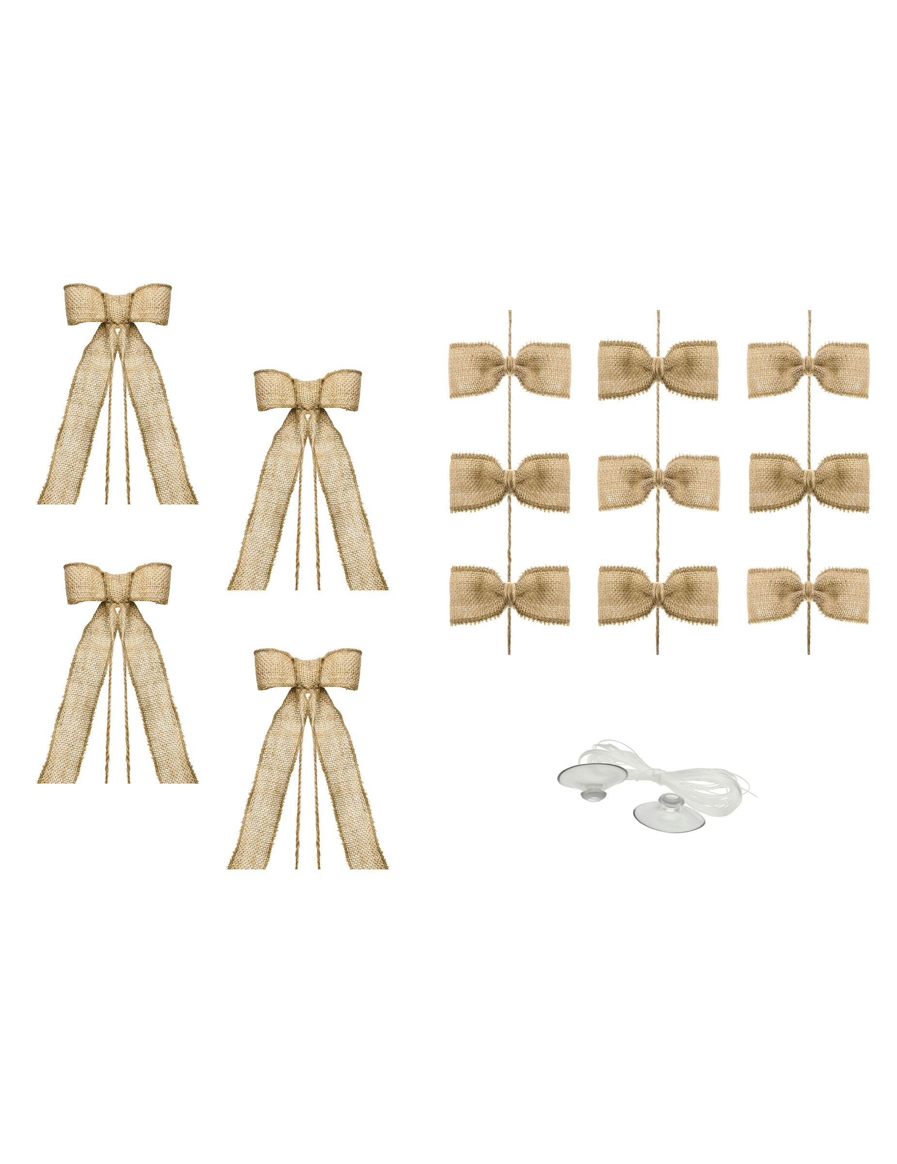 6-teiliges Auto-Dekoset aus Jute für Boho-Hochzeiten
