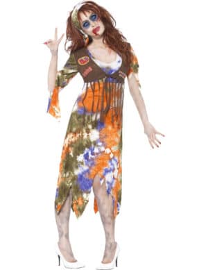 60er Zombie Hippie Halloween Damenkostüm bunt