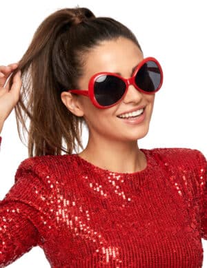 70er Discobrille für Erwachsene rot