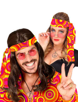 70er Jahre Haarband Disco-Accessoire orange-bunt