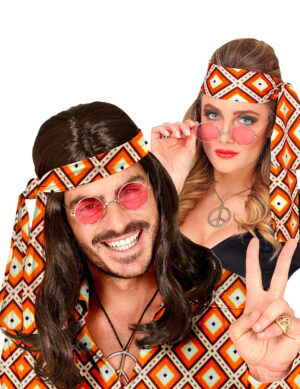 70er Jahre-Stirnband für Damen Karnevals-Accessoire orange-weiss