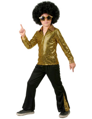 70er-Kinderkostüm Disco-King gold-schwarz