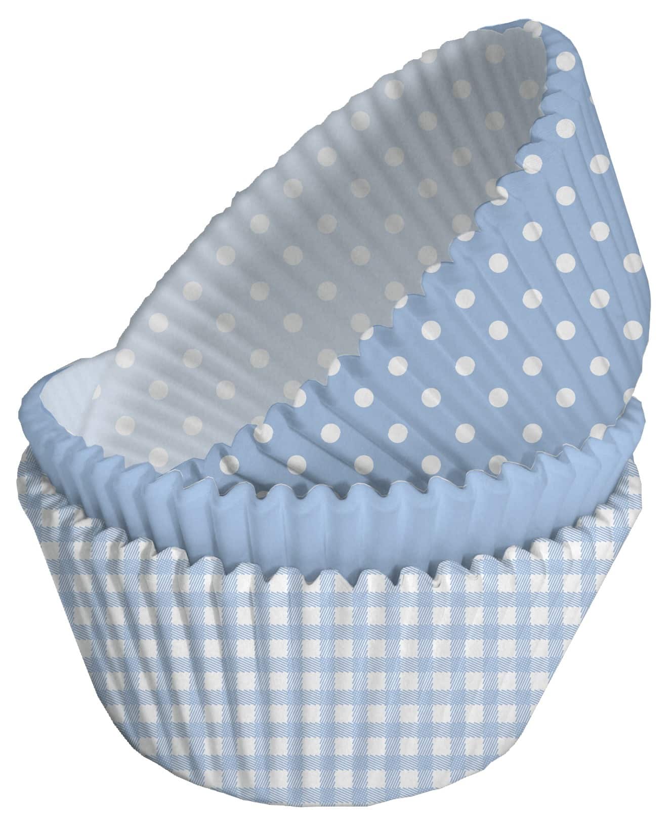 75 Cupcake Förmchen Blau Weiße Punkte Papier