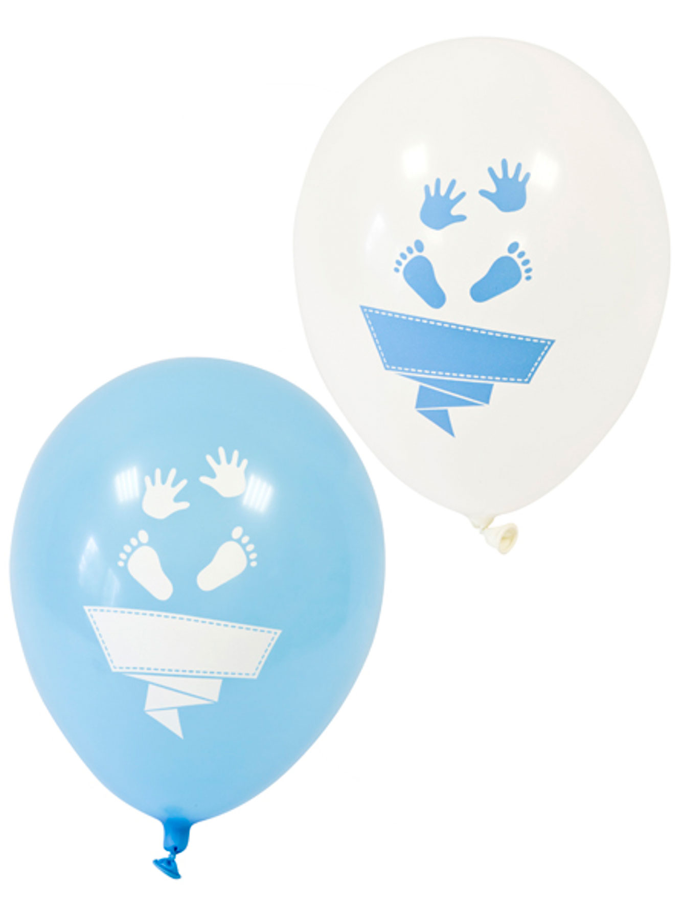 8 Baby Shower Luftballons Füße und Hände blau-weiß 30cm