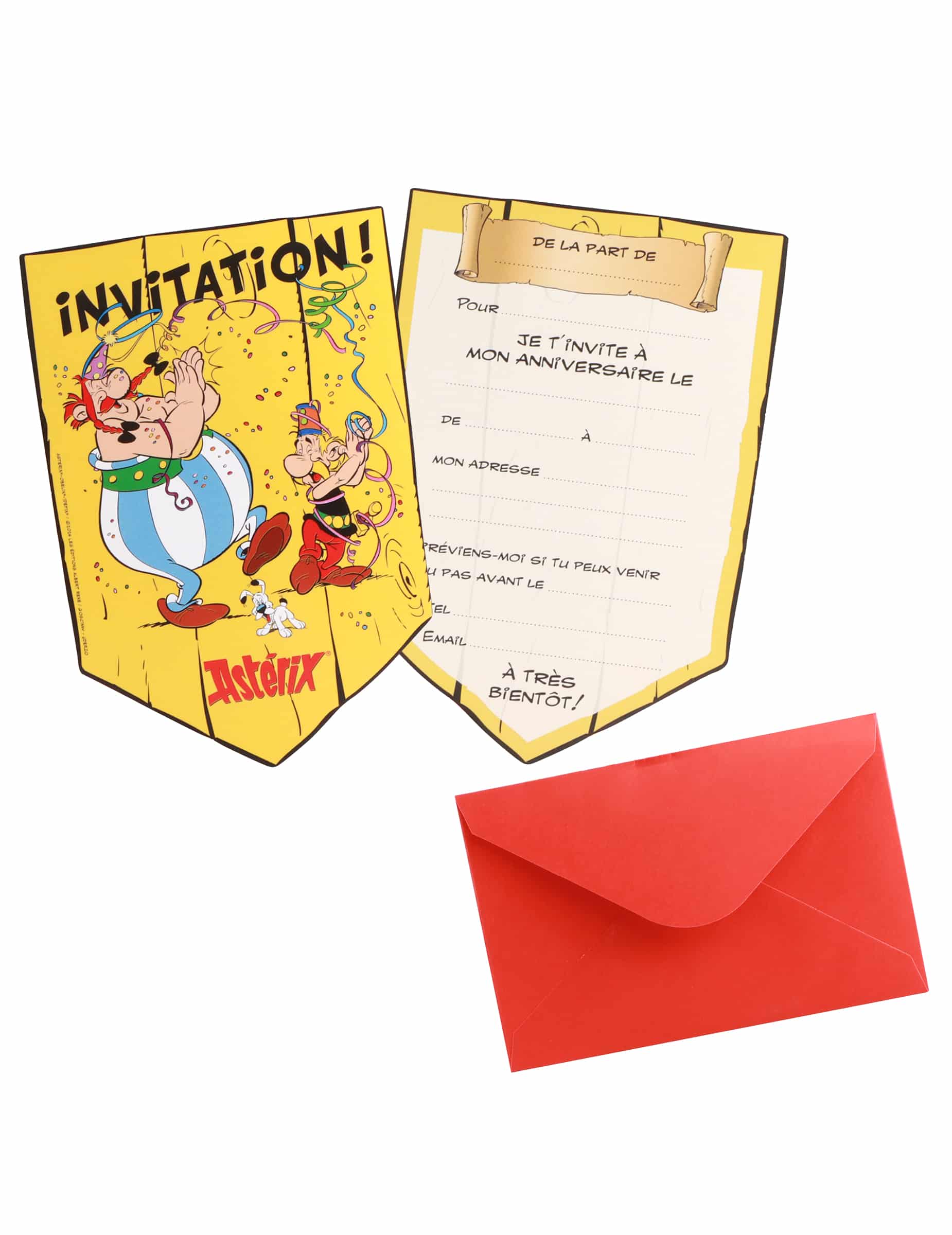 8 Einladungskarten Asterix Astérix et Obélix rot