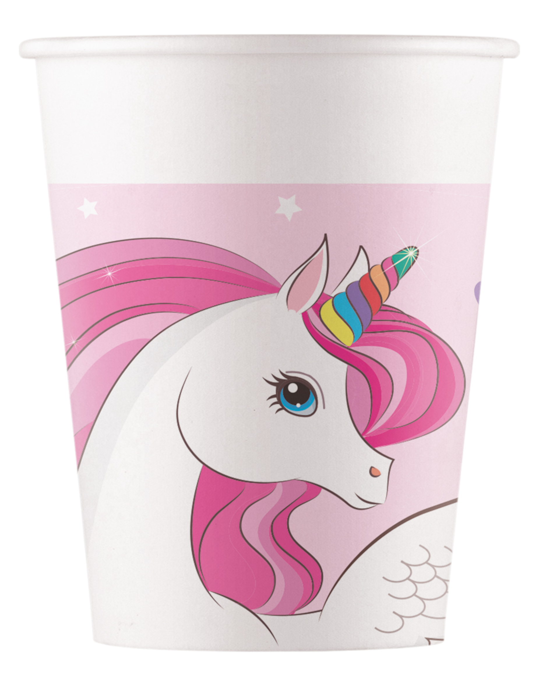 8 Einwegbecher Einhorn Regenbogen aus Pappe 200 ml Geburtstag