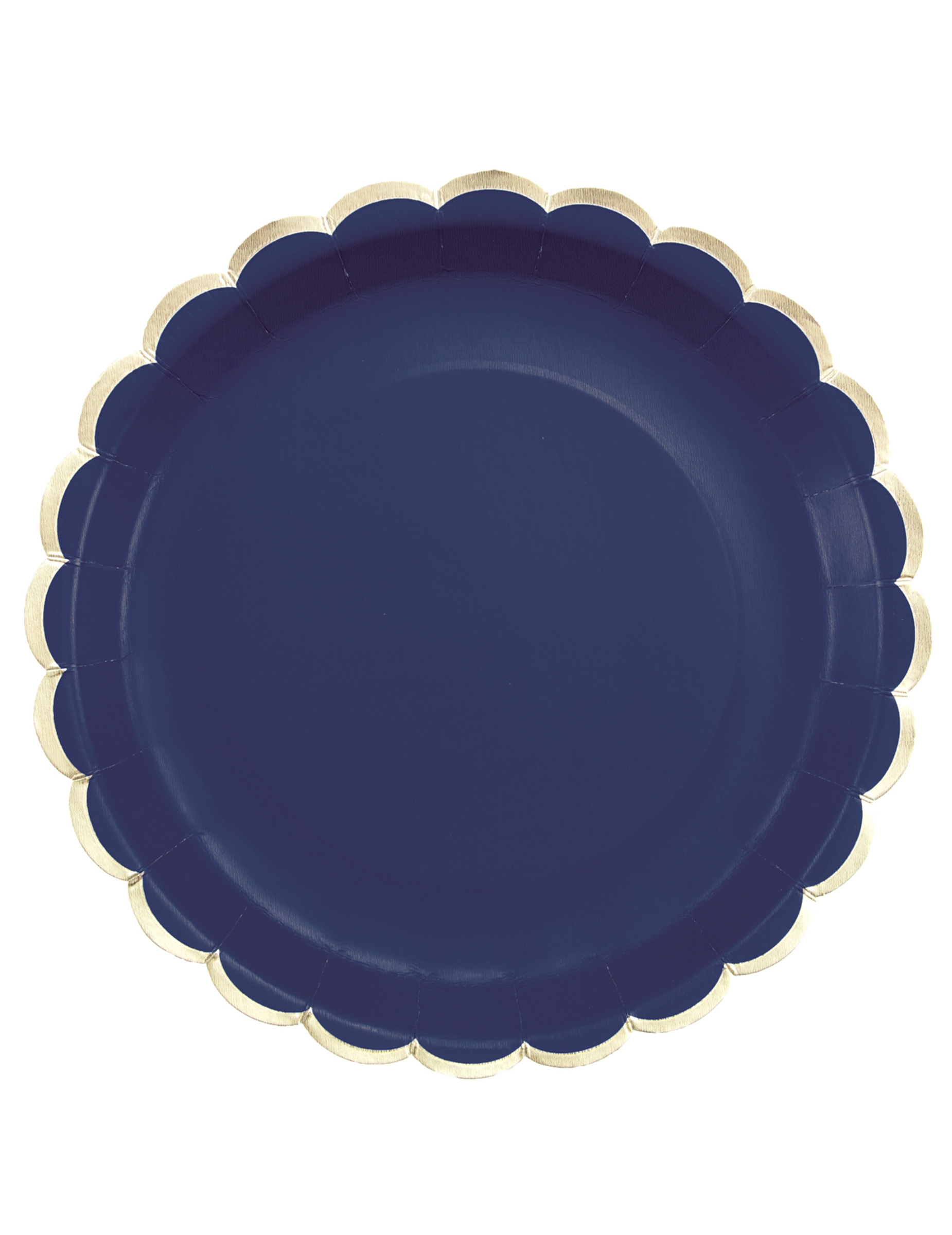 8 Elegante Pappteller in Dunkelblau + Gold – gewellter Rand (23 cm)