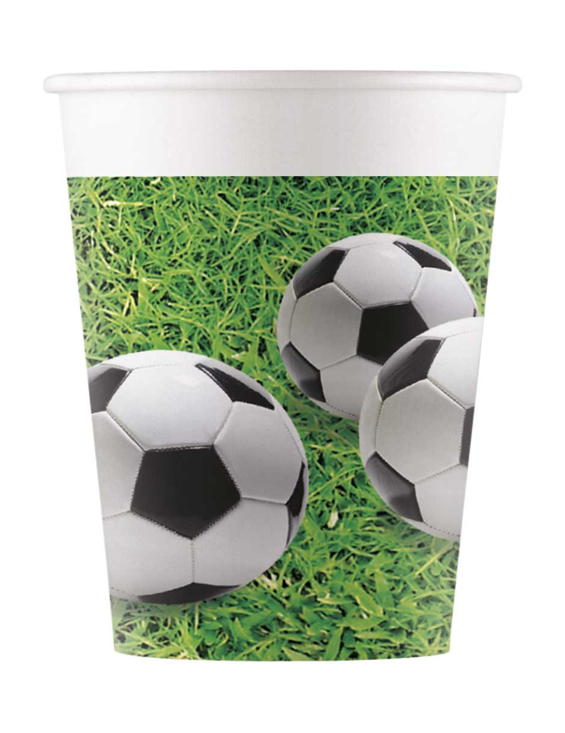 8 Fußball Party Pappbecher 200 ml mit Ballmotiven