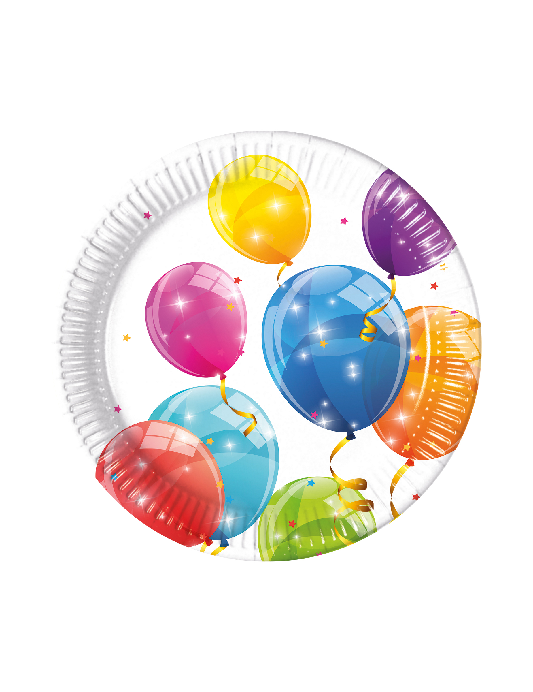 8 Geburtstagsteller bunte Luftballons 23 cm Pappteller