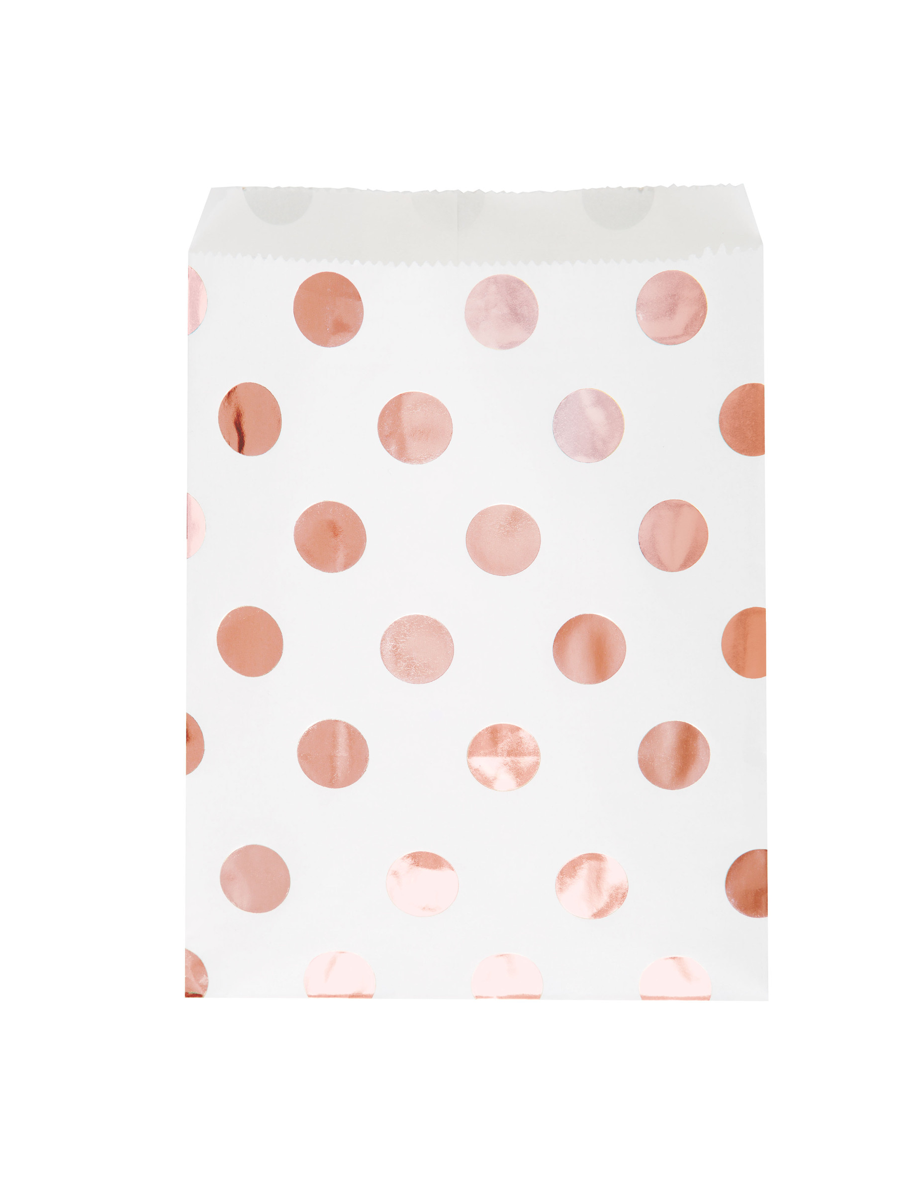 8 Geschenktüten aus weißem Papier mit roségoldenen Punkten 17