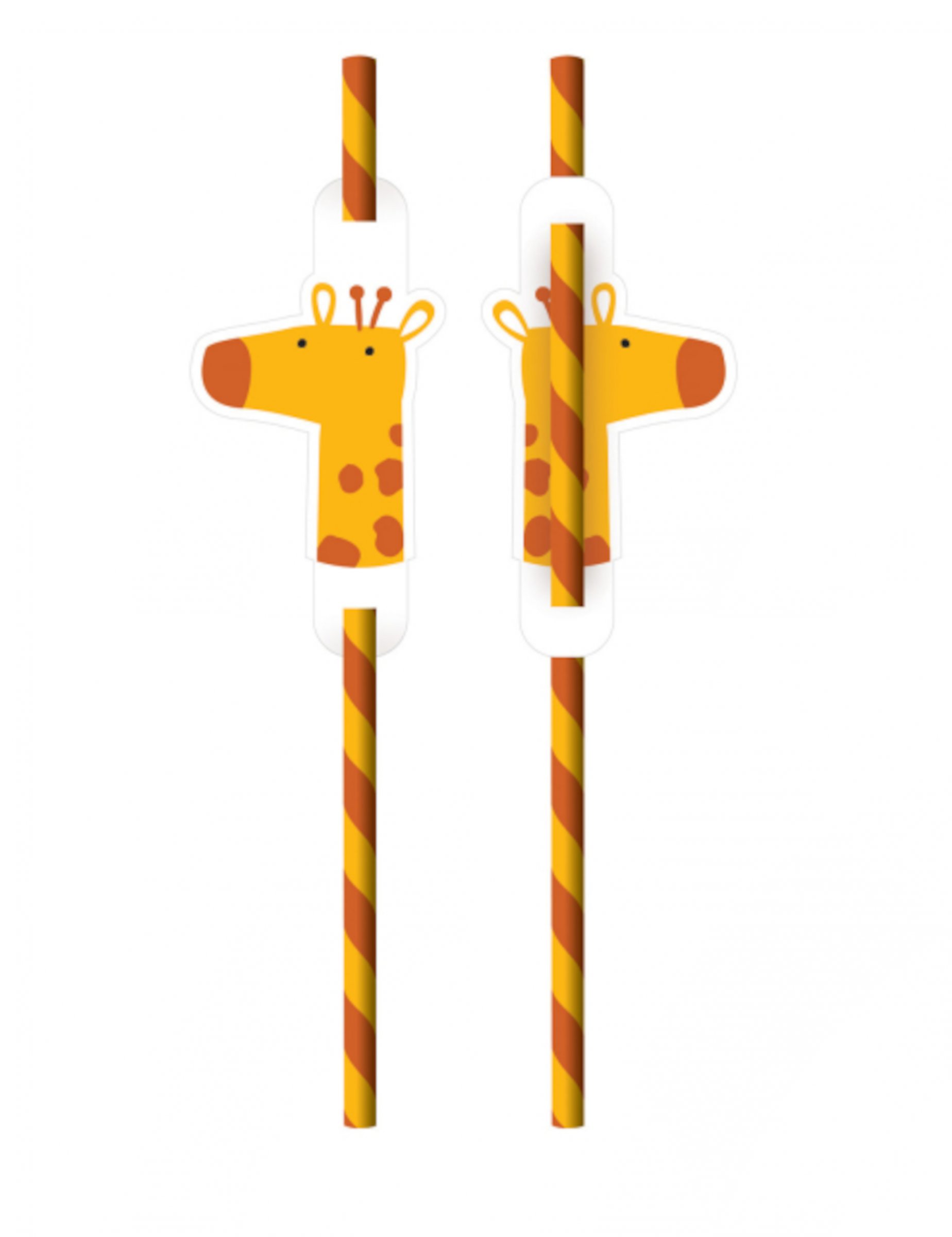 8 Get Wild Giraffe Trinkhalme Safari 16 cm aus Pappe
