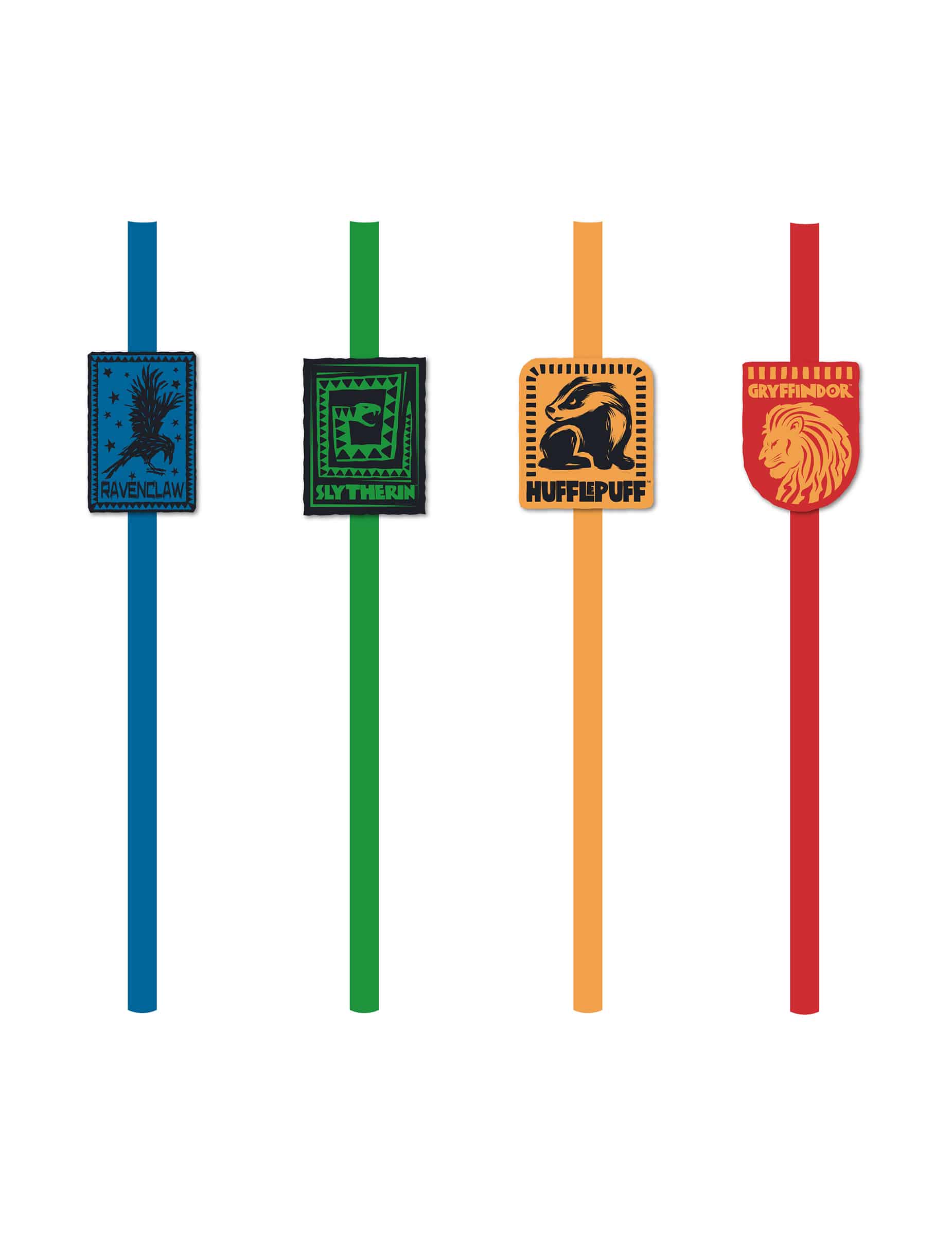 8 Harry Potter Papier-Strohhalme mit Haus-Wappen