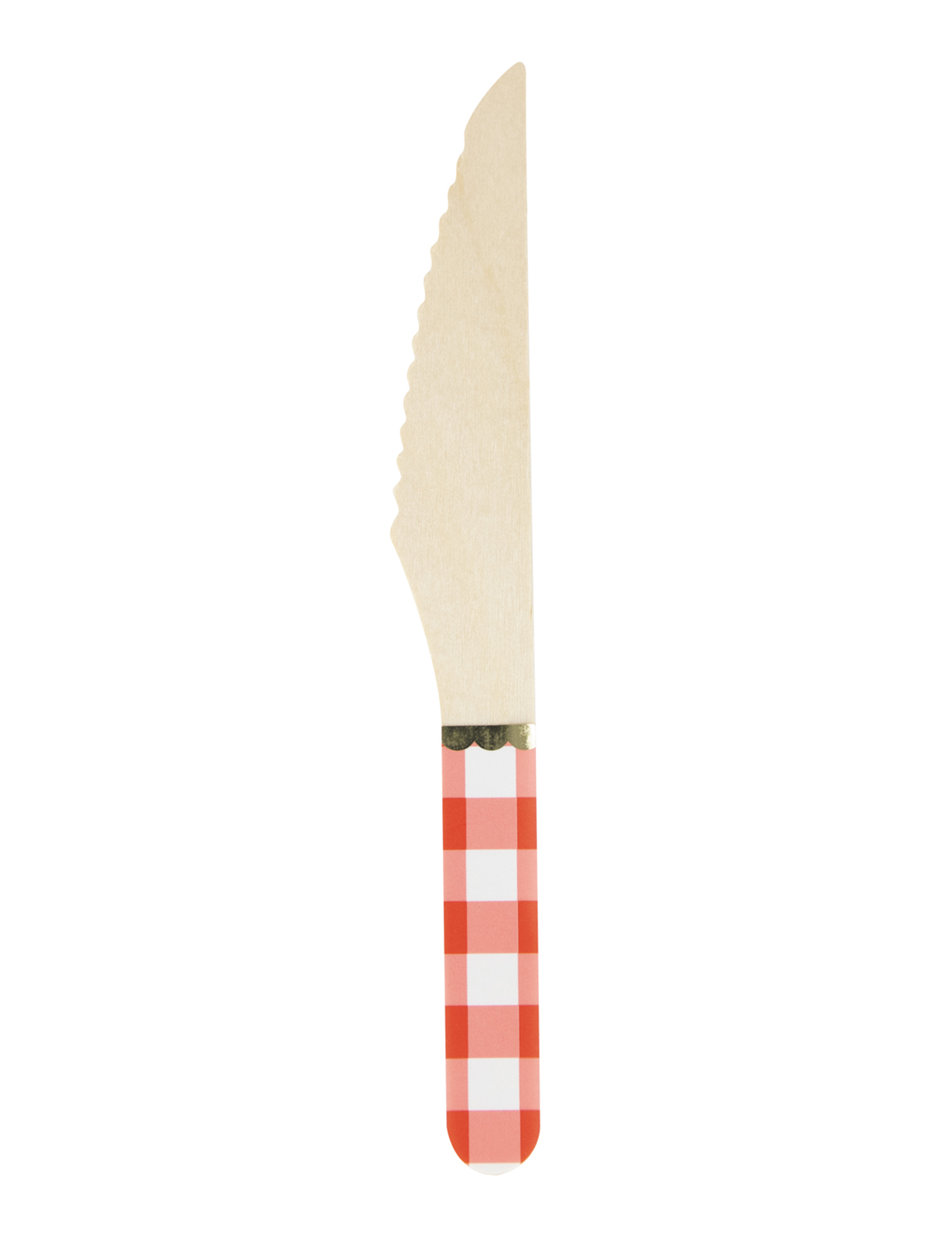 8 Holz-Messer Vichy-Karo + Gold 16
