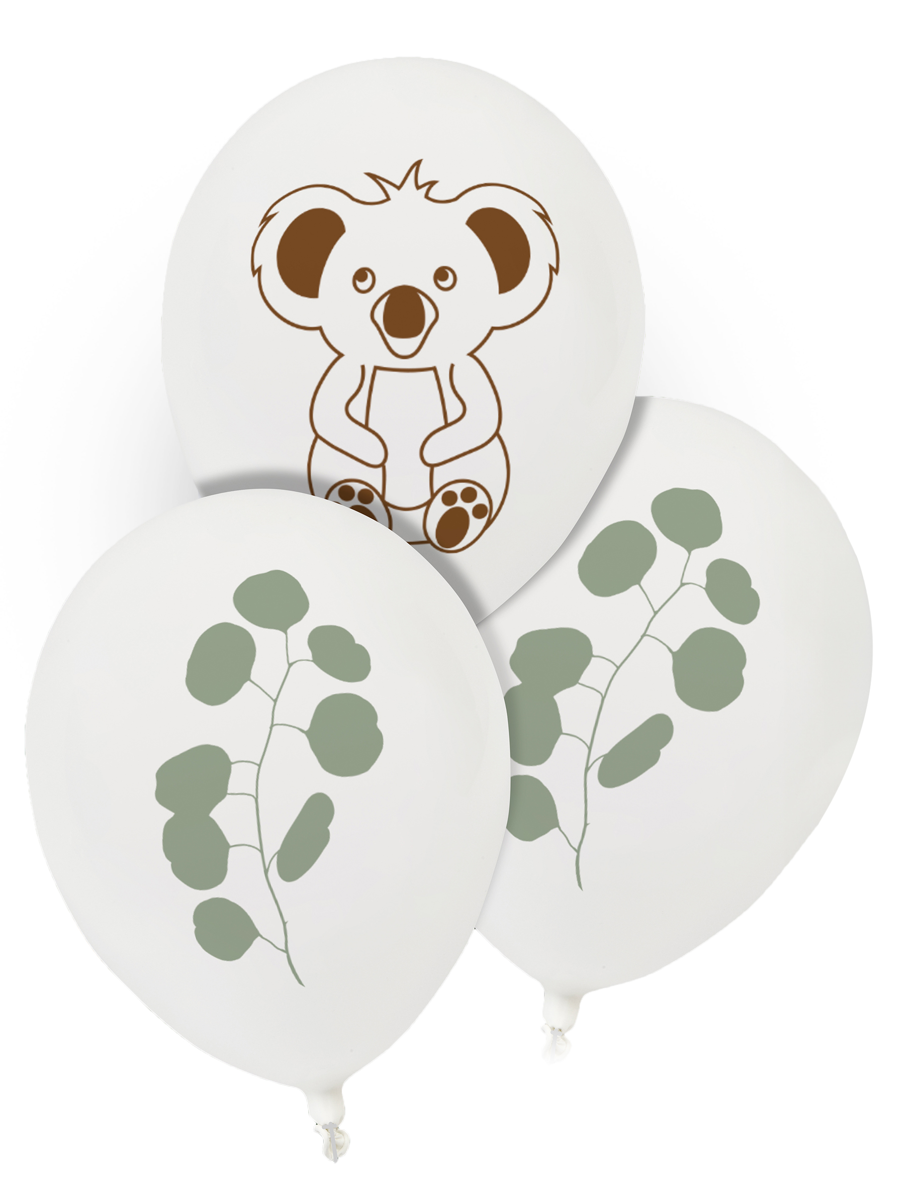 8 Koala und Eukalyptus Latex-Ballons 25 cm