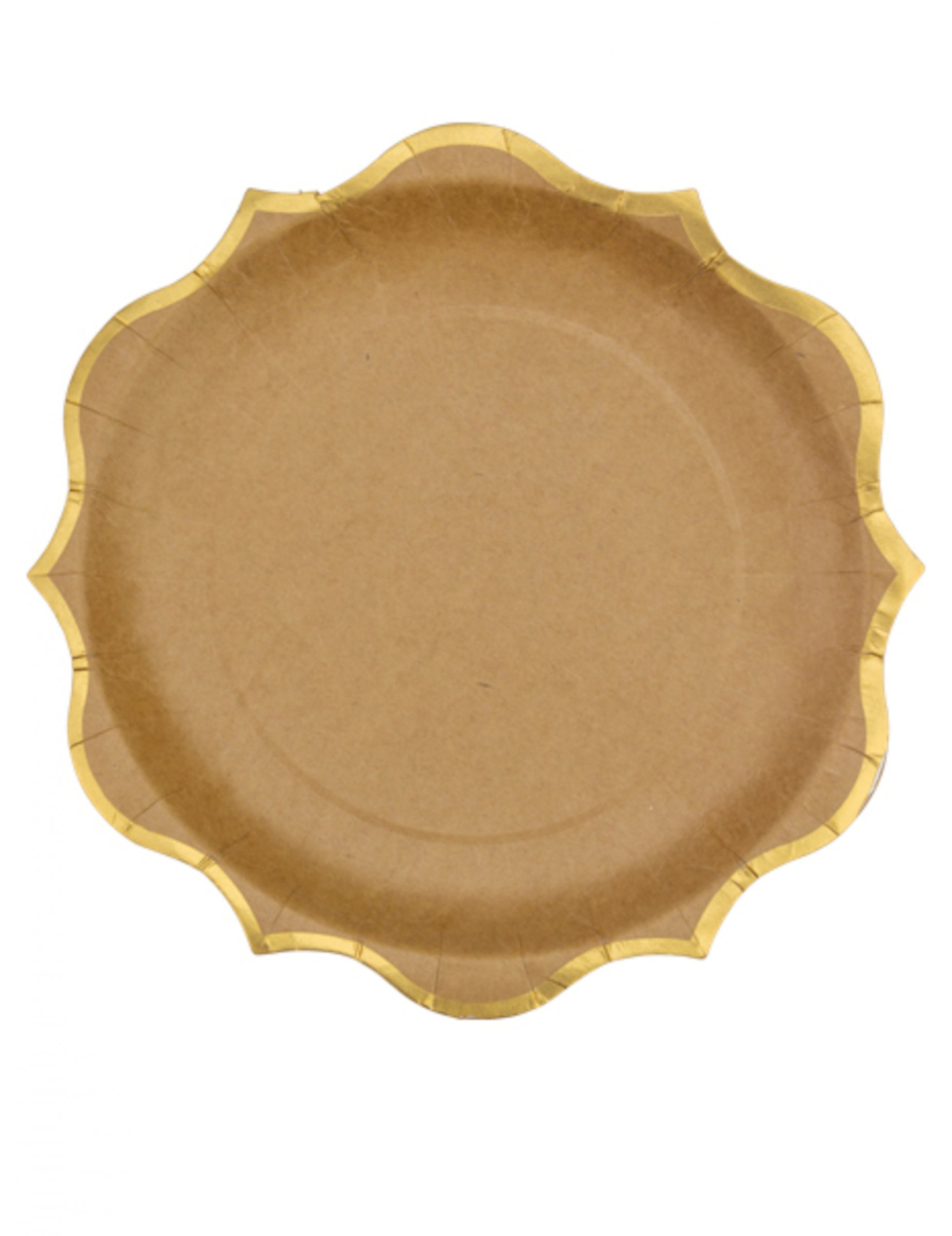 8 Kraft-Pappteller mit Goldrand 23 cm