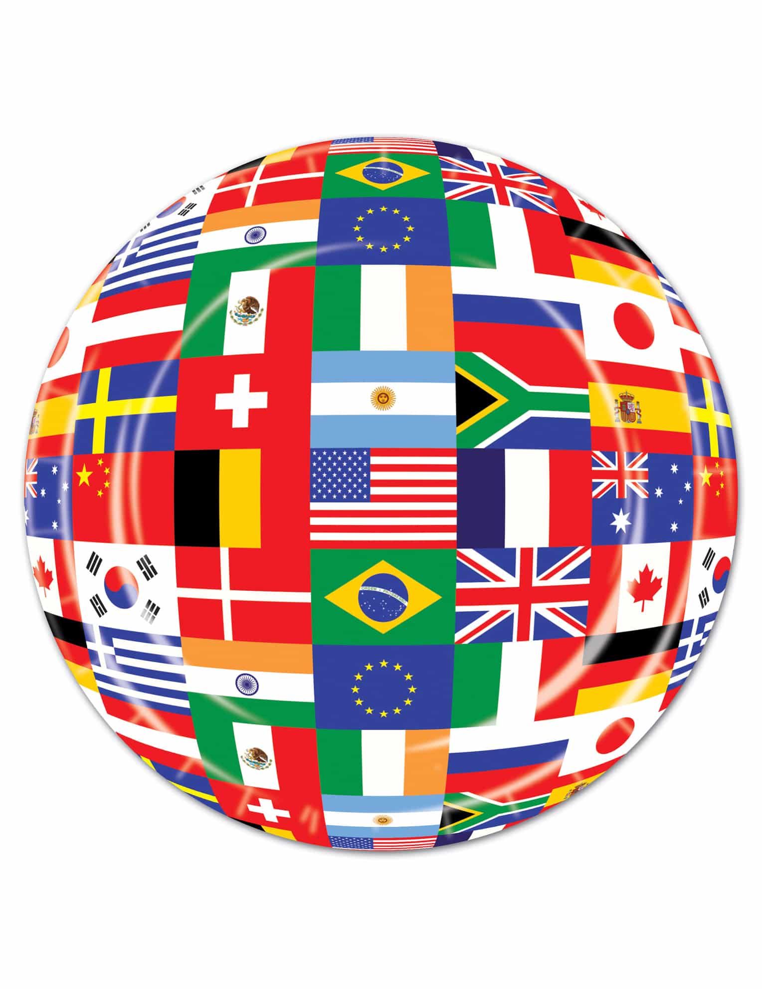 8 Länderflaggen der Welt Teller 23 cm