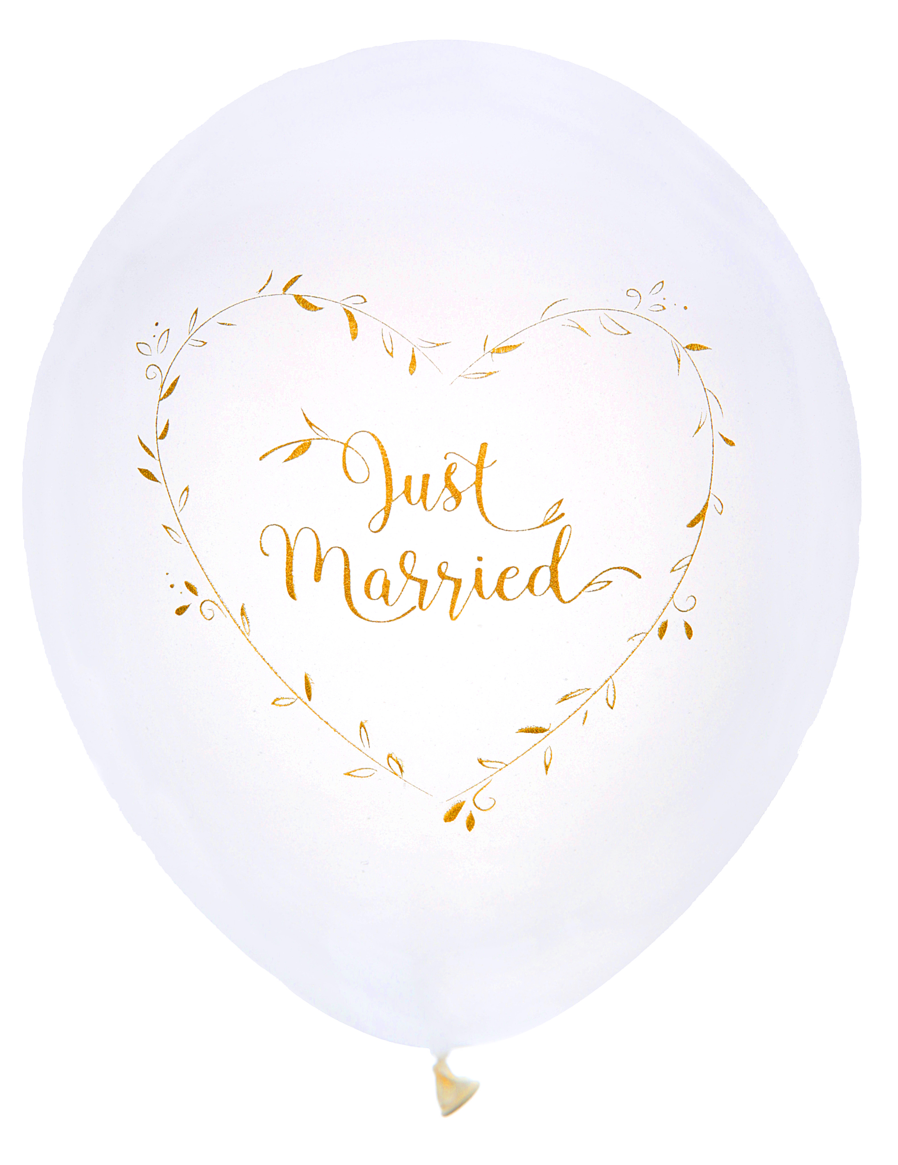 8 Latexballons Just Married weiß gold 23 cm
