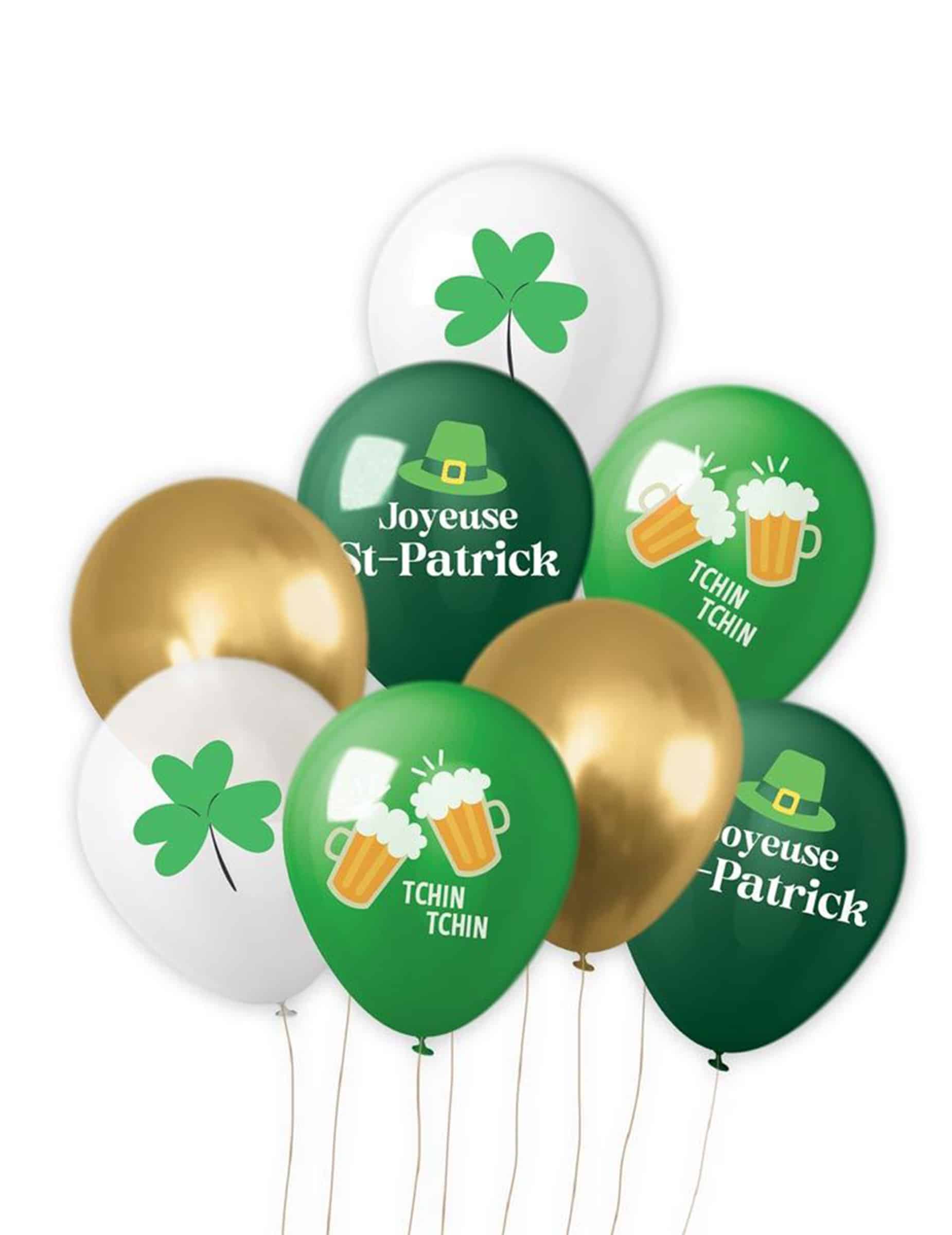 8 Luftballons mit Kleetblatt und Bieraufdruck