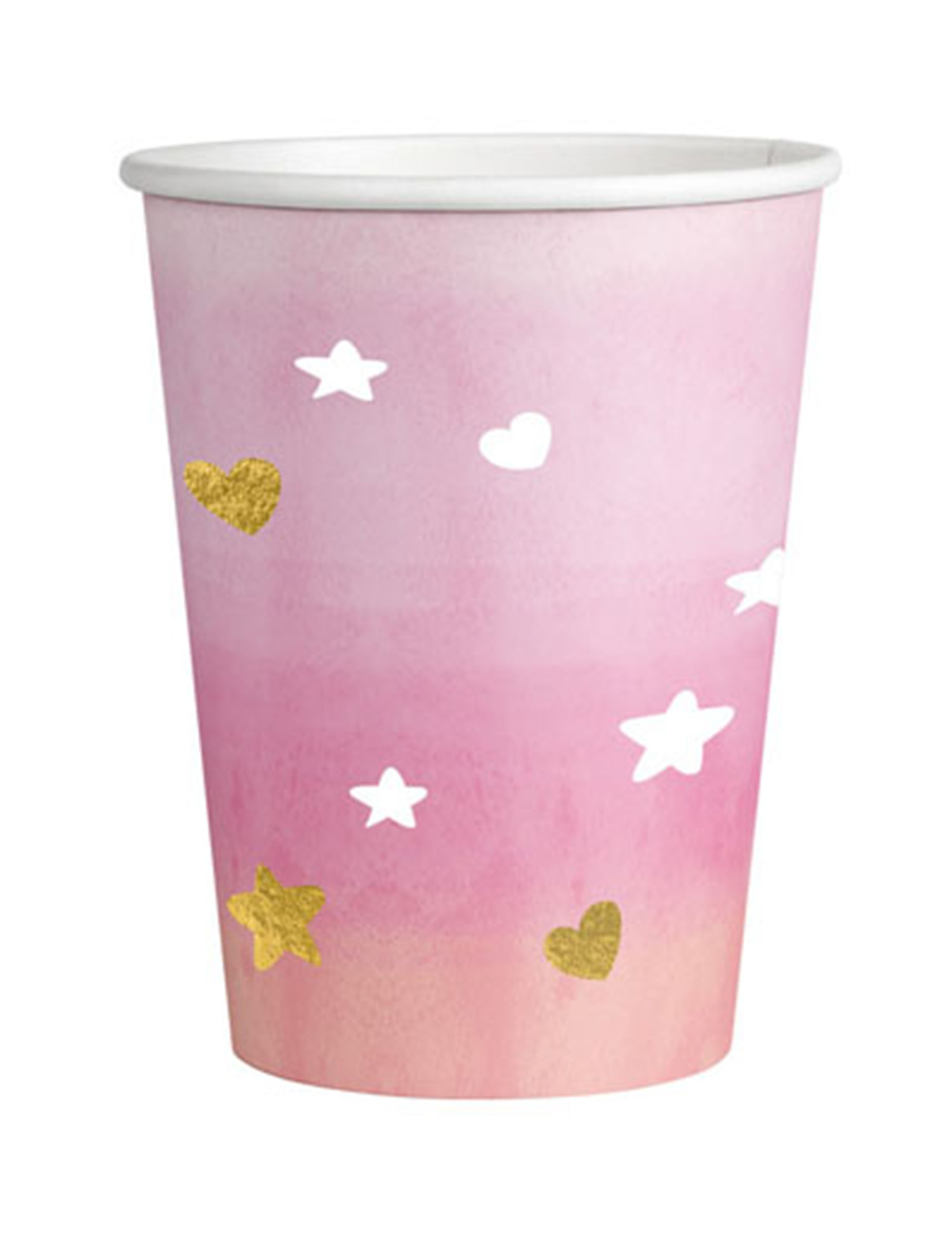 8 "Oh Baby" Pappbecher in Rosa + Gold 250ml - Babyparty Deko