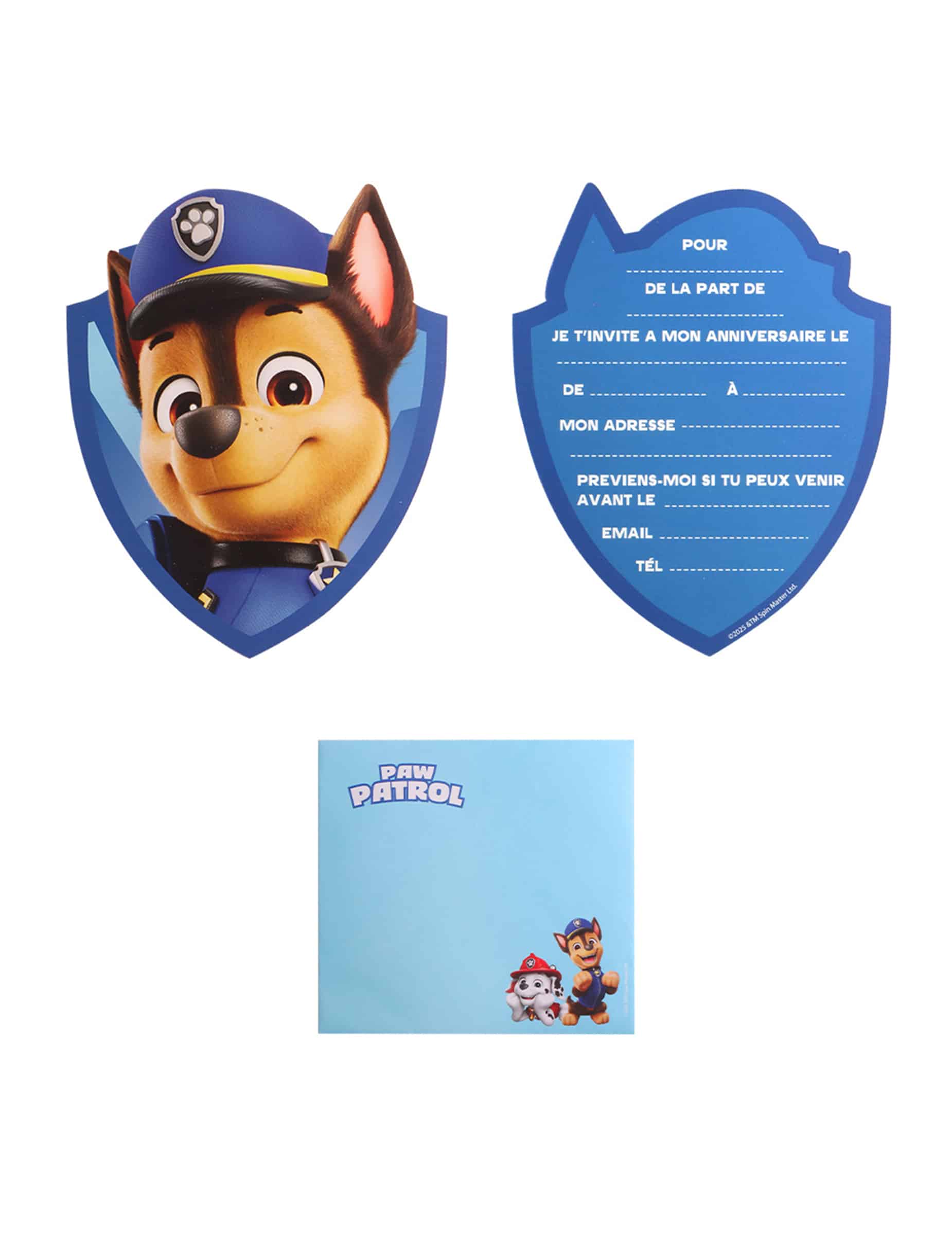 8 PAW Patrol Einladungskarten mit Umschlägen Chase 11 x 14 cm
