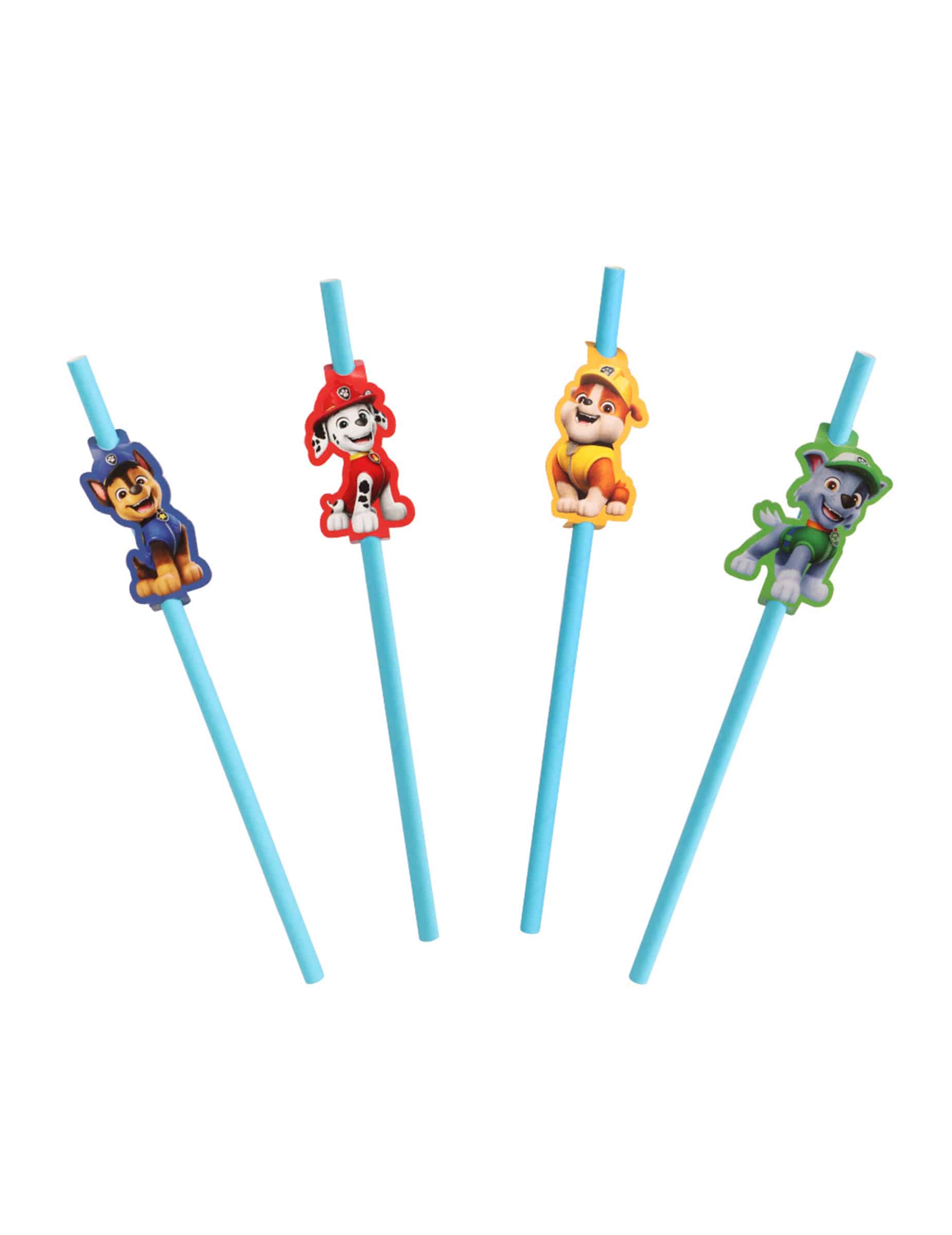 8 PAW Patrol Papier-Trinkhalme blau mit Medaillons