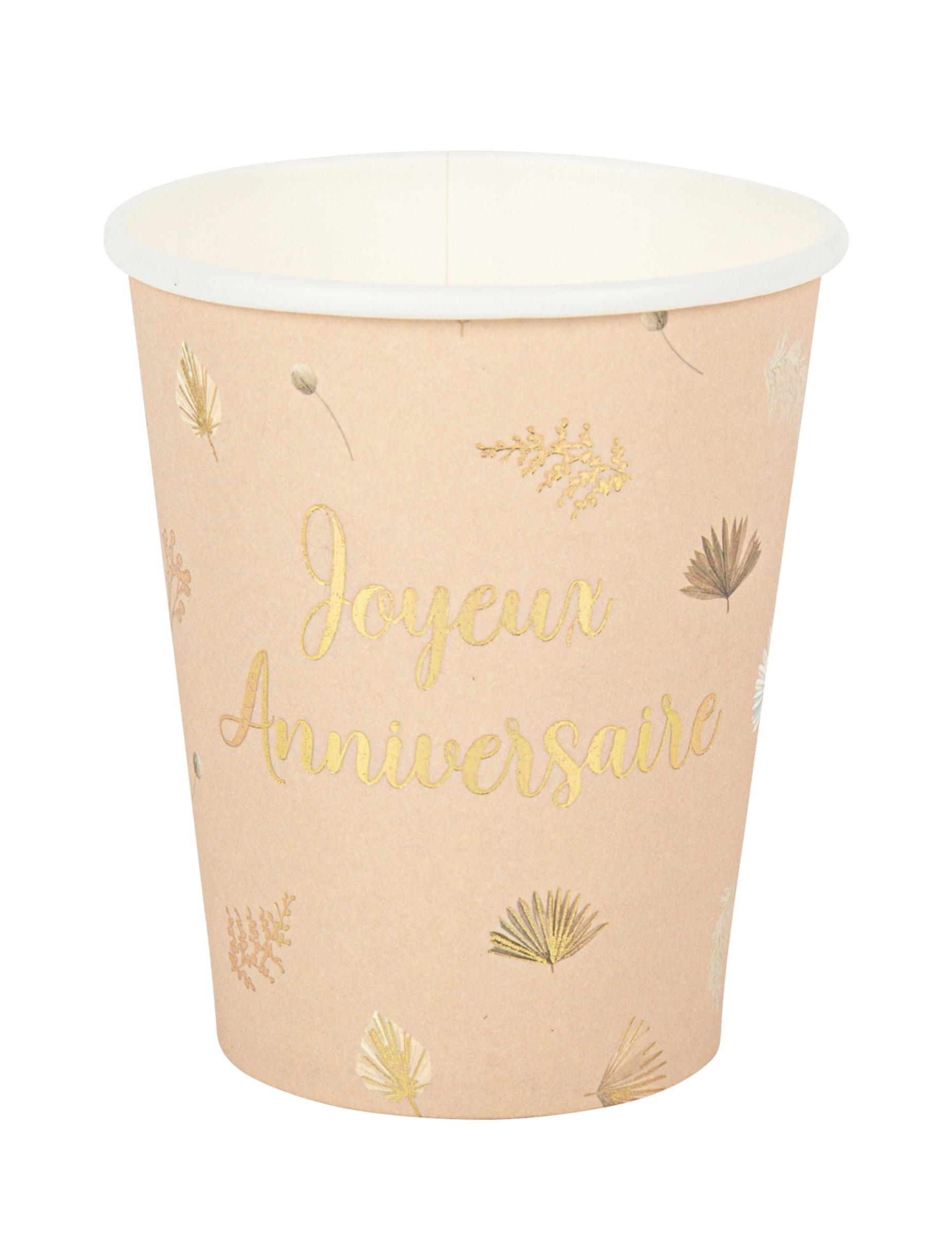 8 Pappbecher Alles Gute zum Geburtstag Boho Blush und Gold 255 ml