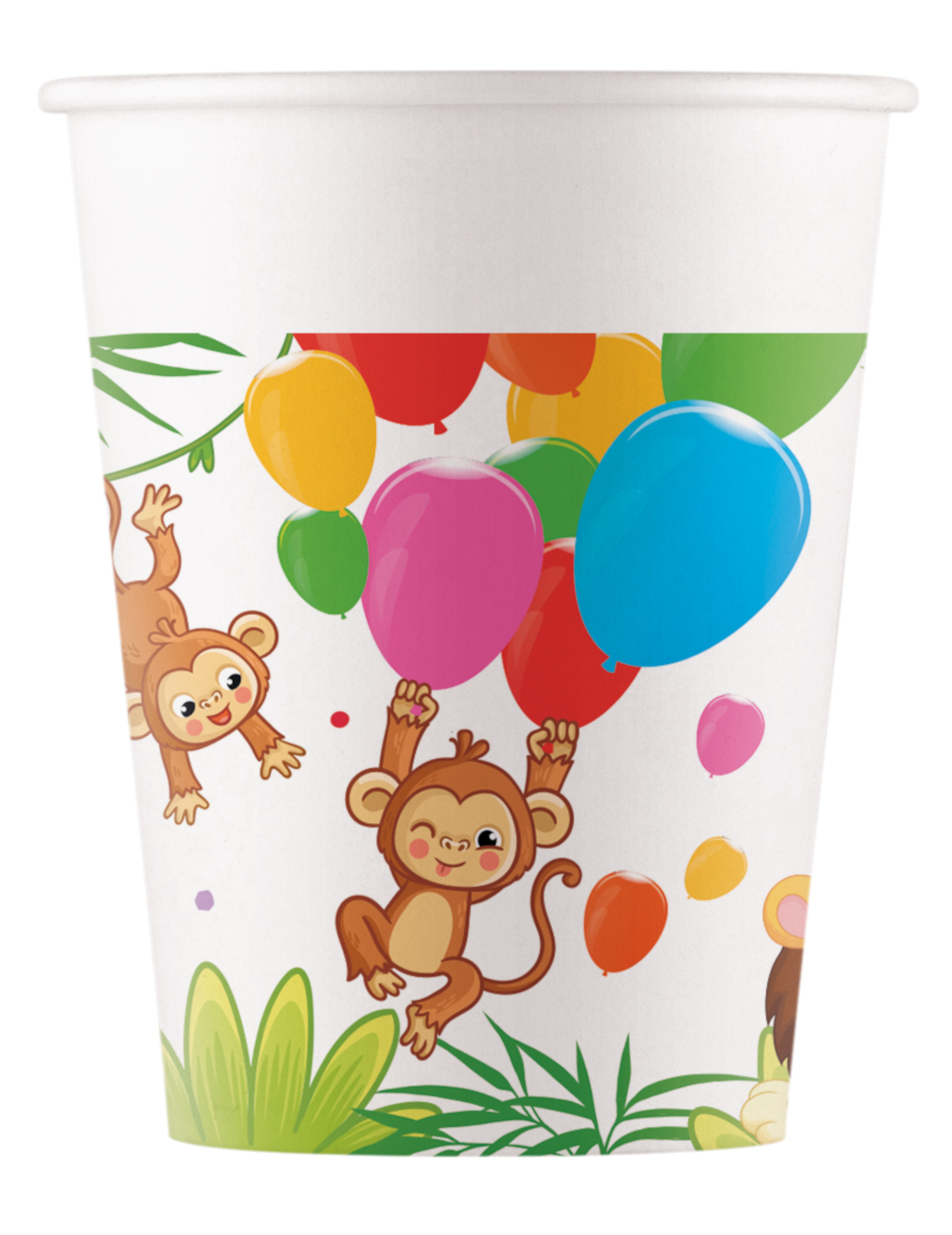 8 Pappbecher Dschungel-Motive 200 ml Safari