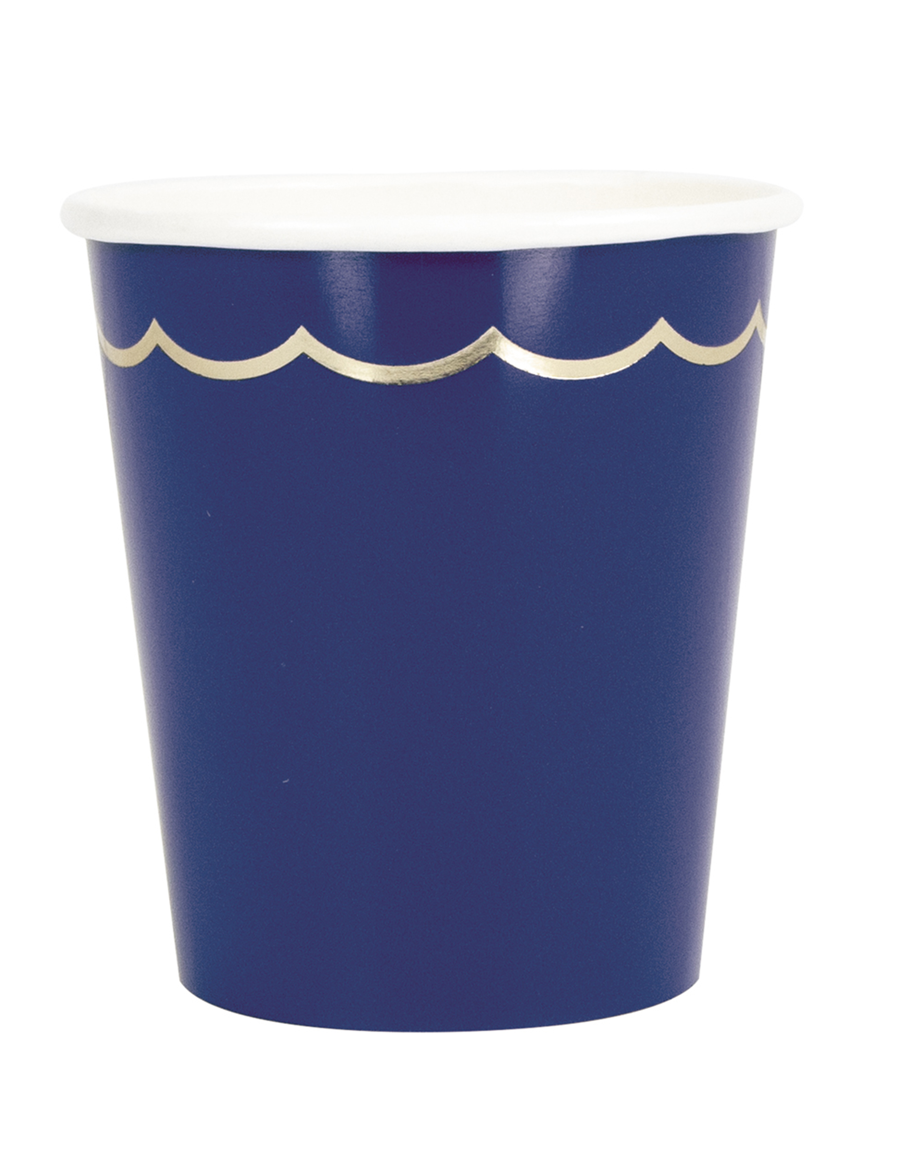 8 Pappbecher Dunkelblau + Gold geschwungen 200ml Chic