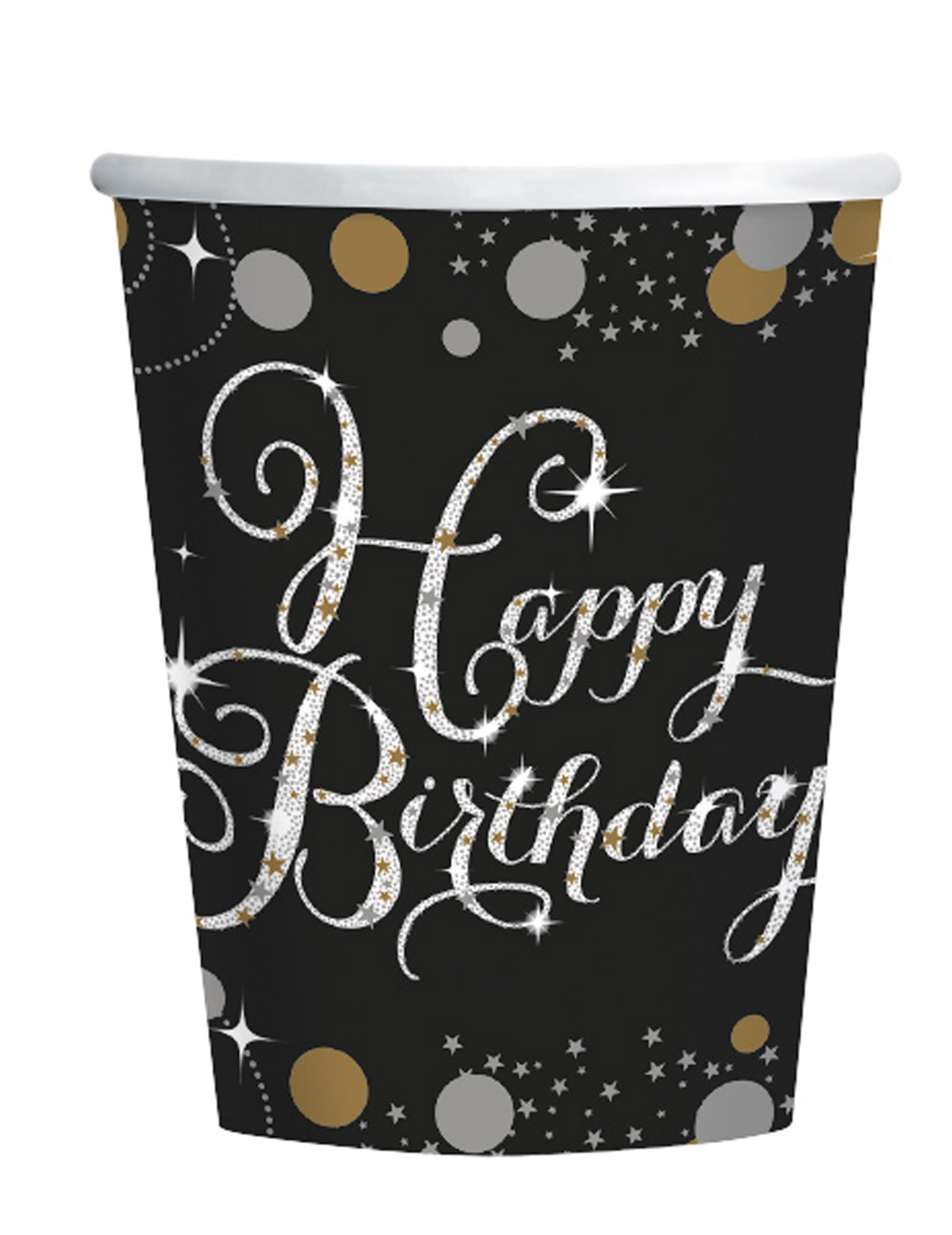 8 Pappbecher Funkelnde Feier 250ml Happy Birthday