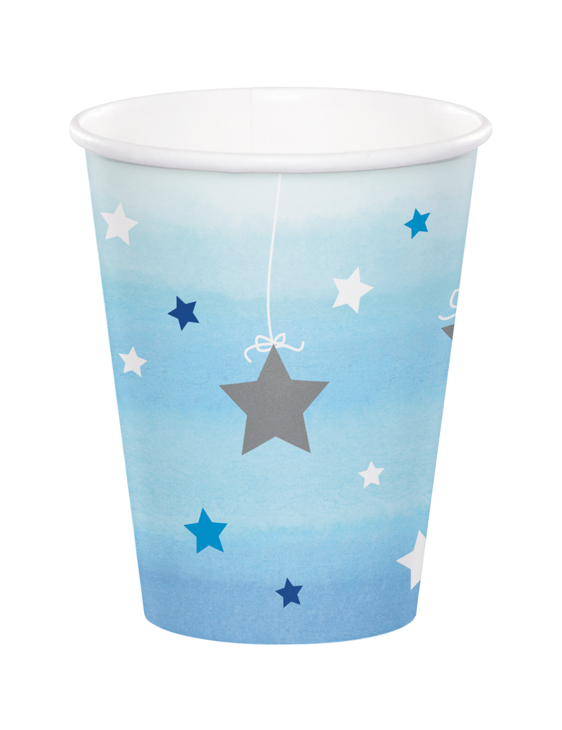 8 Pappbecher One Little Star Blau 266 ml