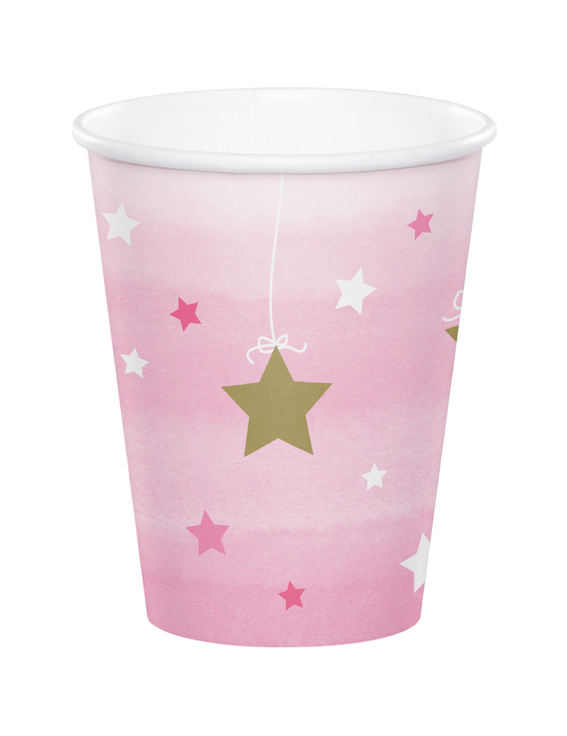 8 Pappbecher One Little Star Rosa 256 ml