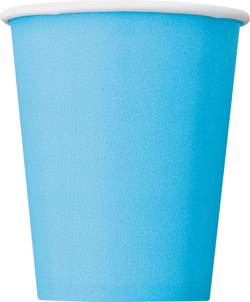 8 Pappbecher Pastellblau aus Karton 270 ml