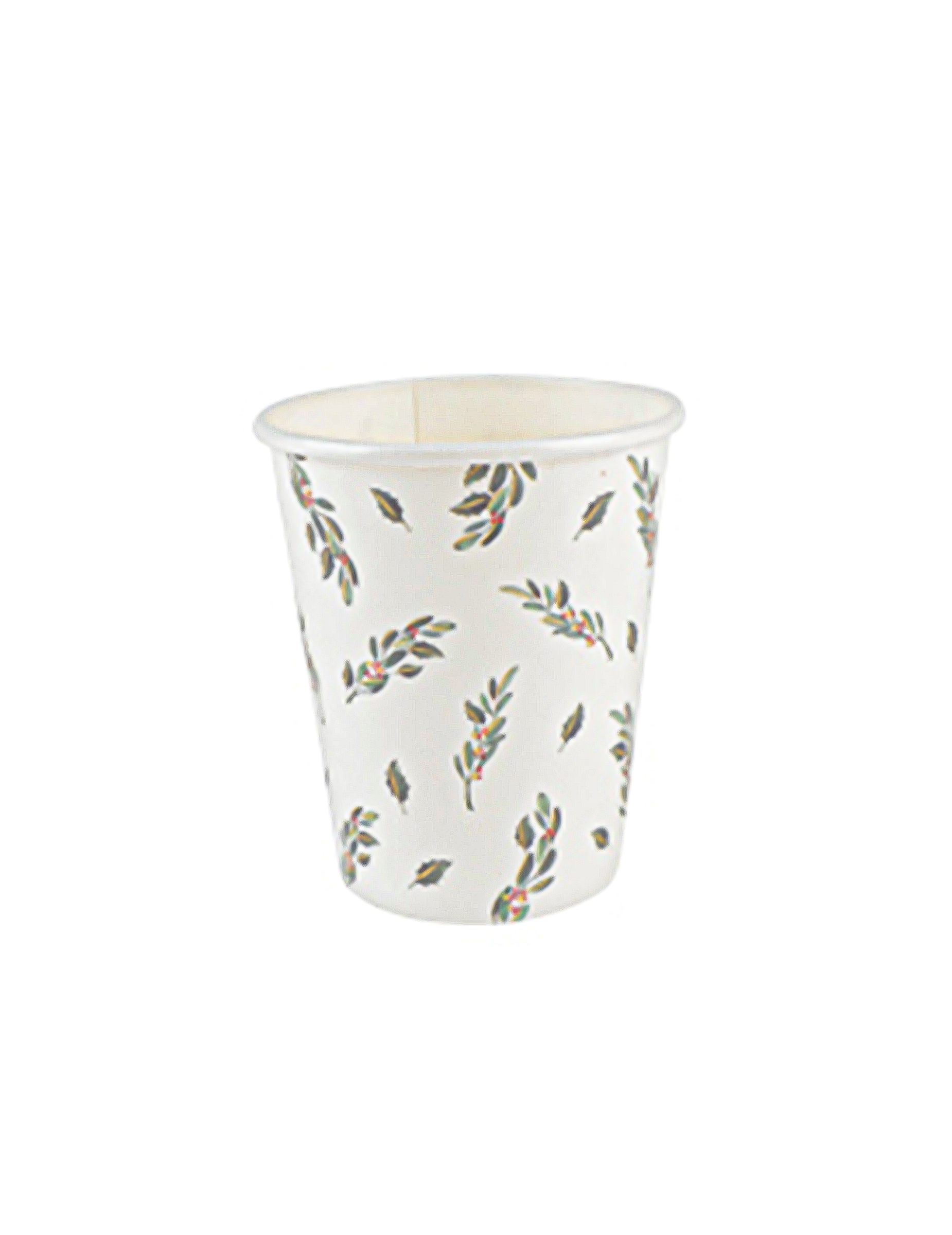 8 Pappbecher Tradi Chic 255ml Salbeigrün Blattmuster