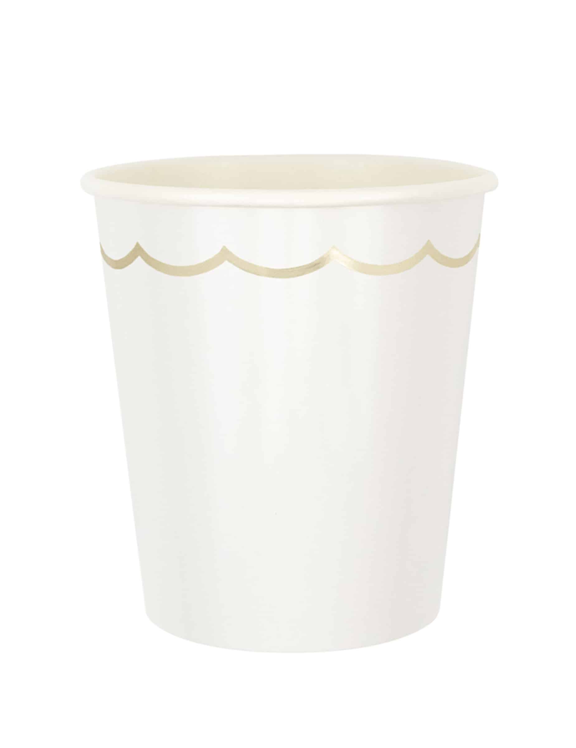 8 Pappbecher Weiß Gold Gewellt 200ml