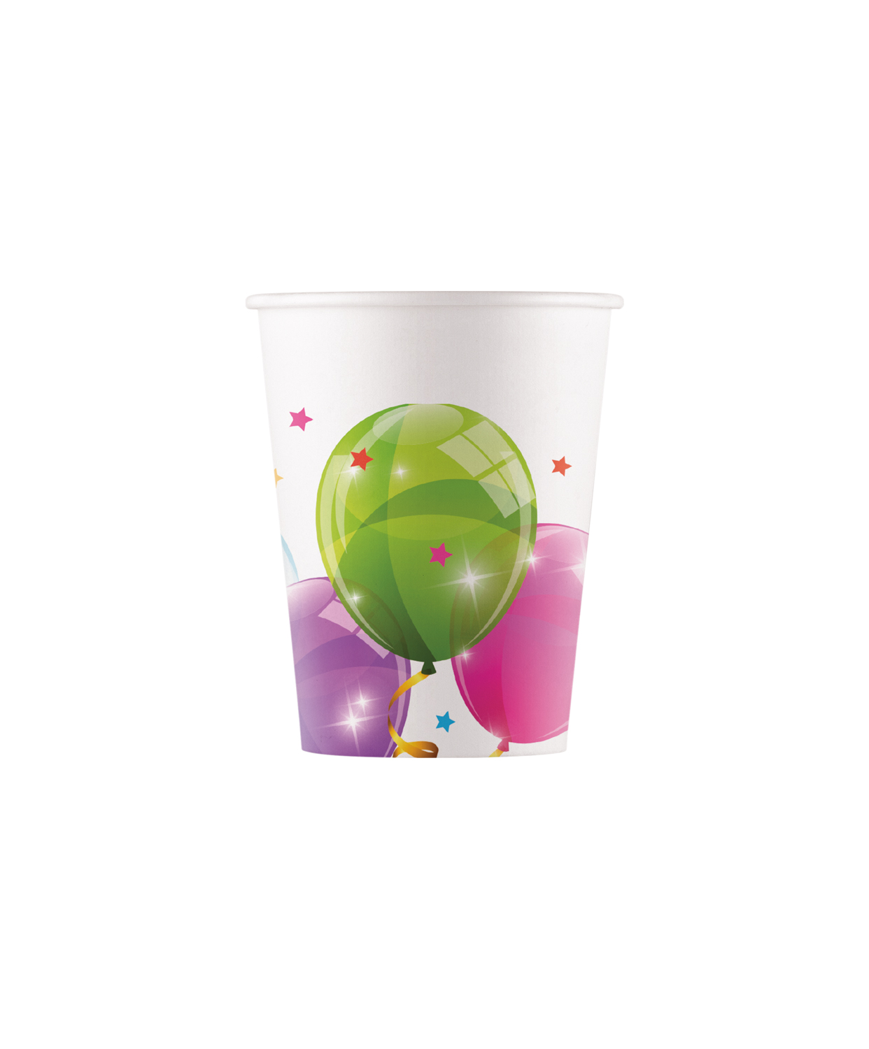 8 Pappbecher bunte Ballons 200 ml für Geburtstag