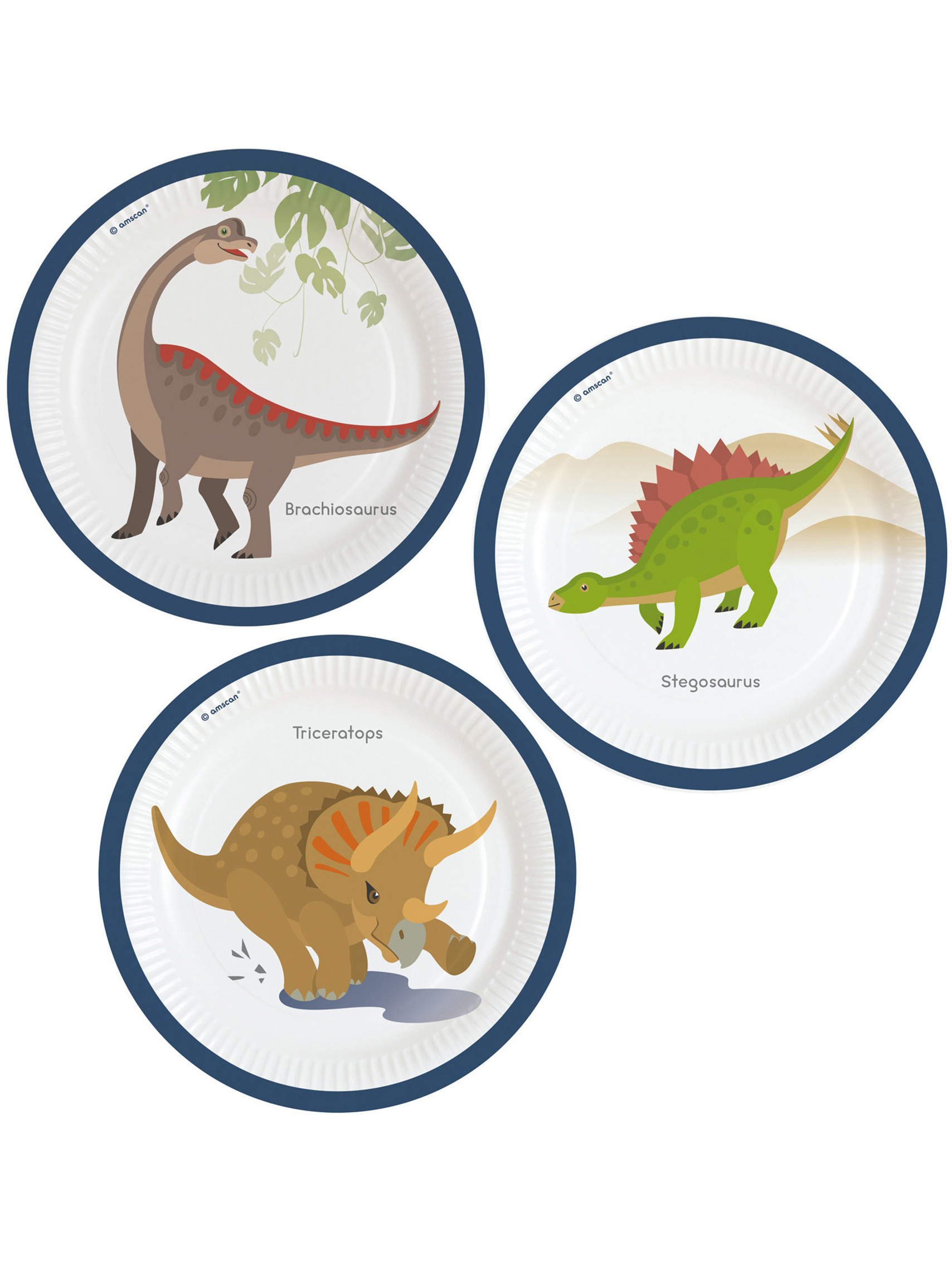 8 Pappteller Dinosaurier Groß 23 cm