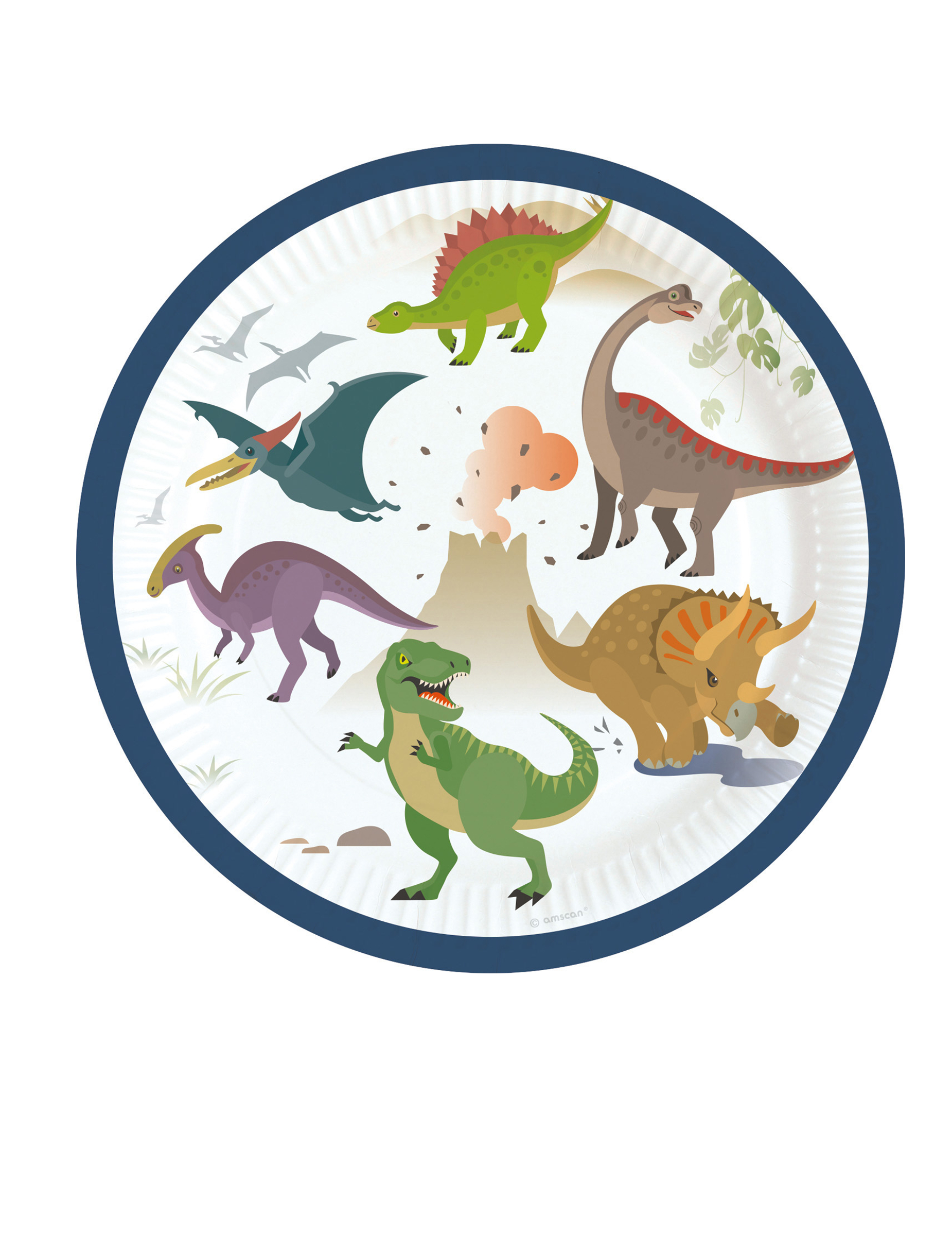 8 Pappteller Dinosaurier klein 18 cm