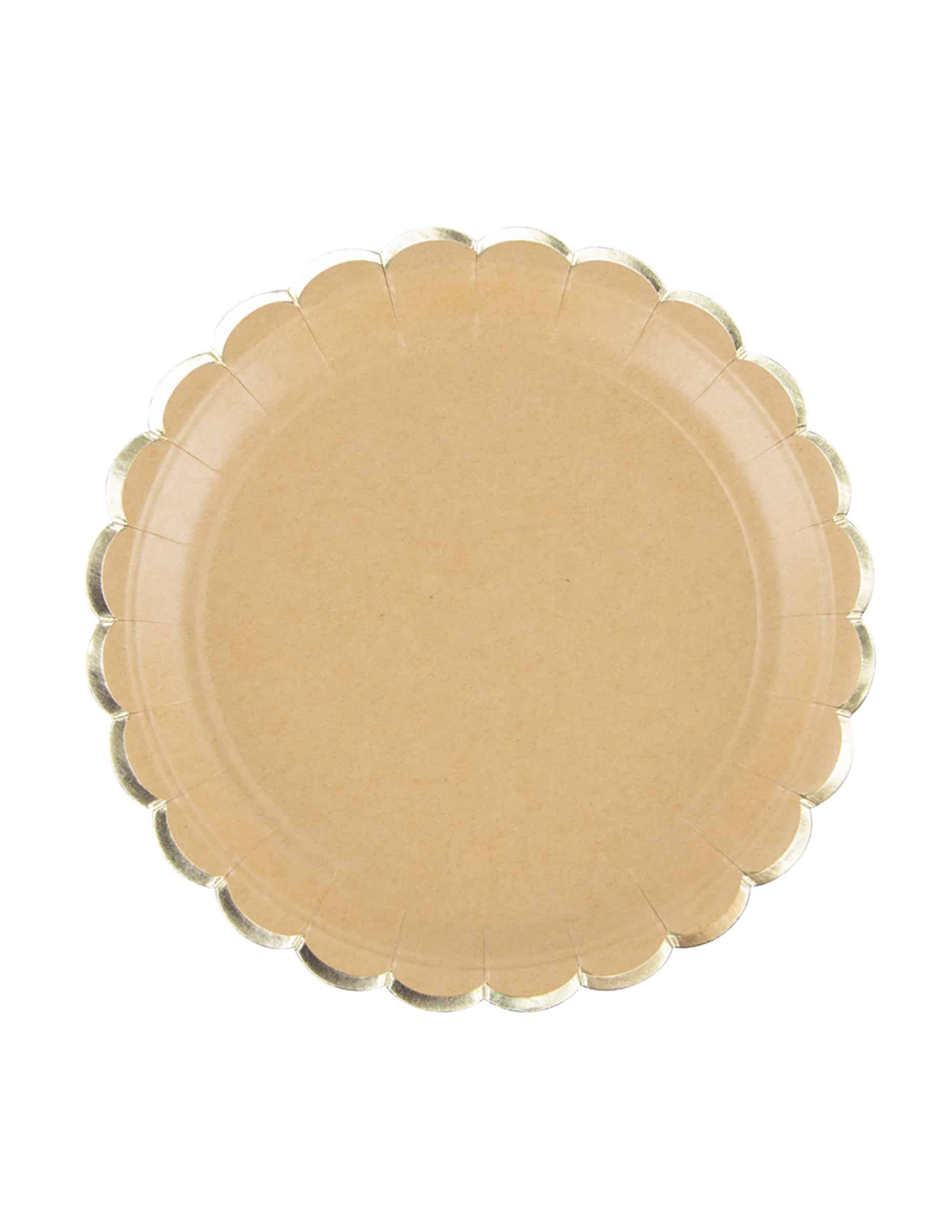 8 Pappteller Kraft Gold Gewellt 23 cm