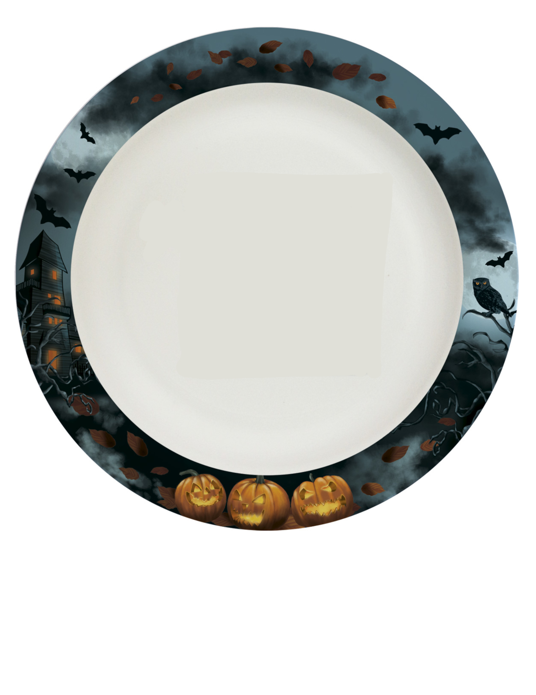 8 Pappteller home compostable Spukhaus 24 cm Halloween