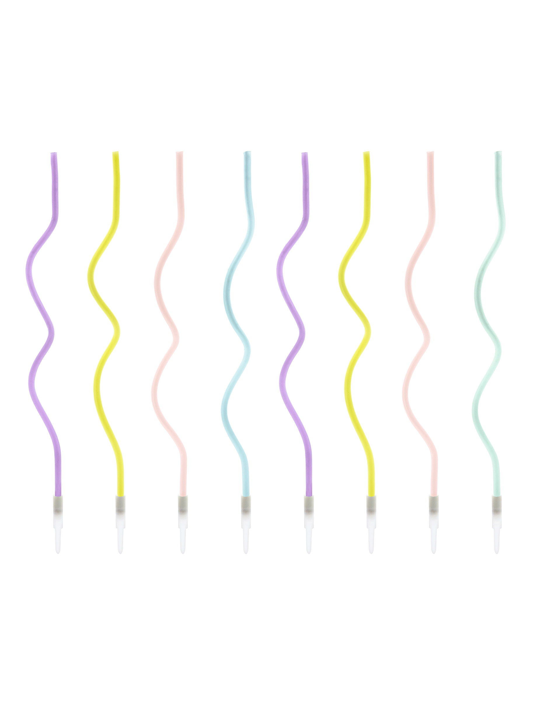 8 Pastel Spiralenkerzen mehrfarbig 14 cm mit Haltern