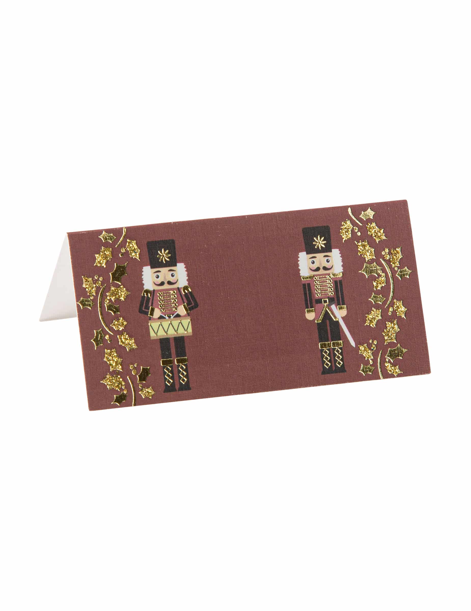 8 Platzkarten Nussknacker festlich Weinrot und Gold 8 x 4 cm