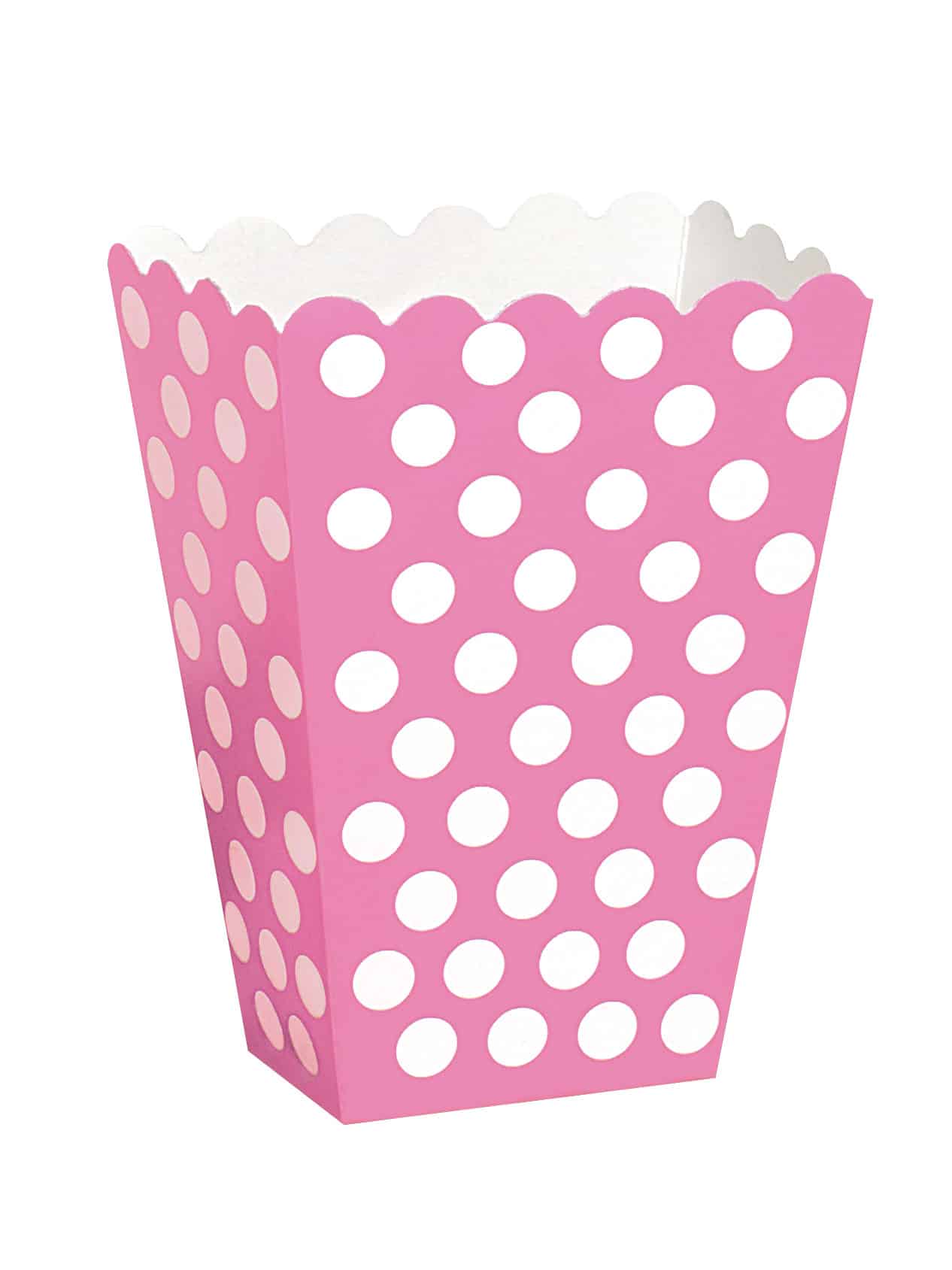 8 Popcorn Boxen Rosa Weiße Punkte