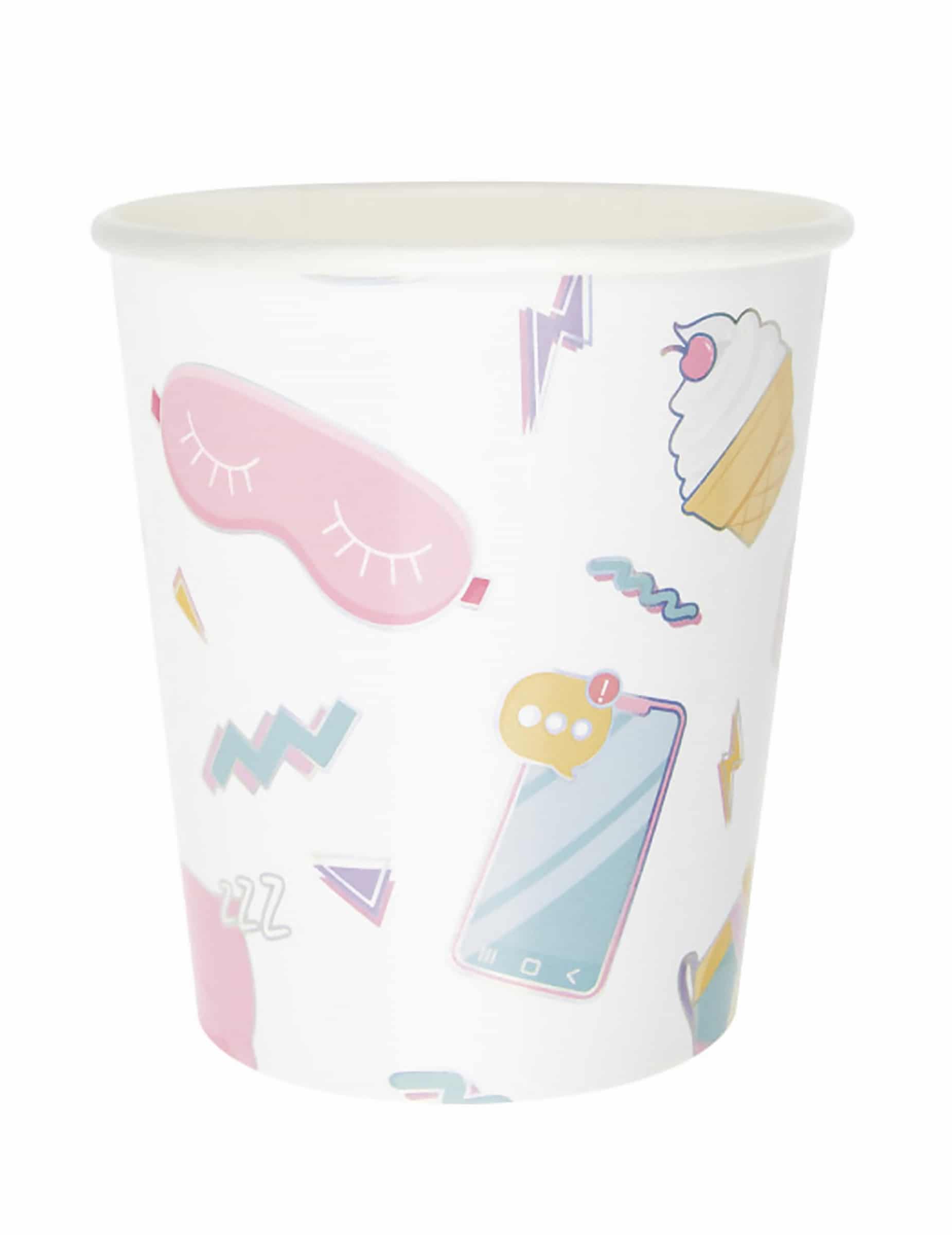 8 Pyjama Party Becher 200 ml Girly-Motive