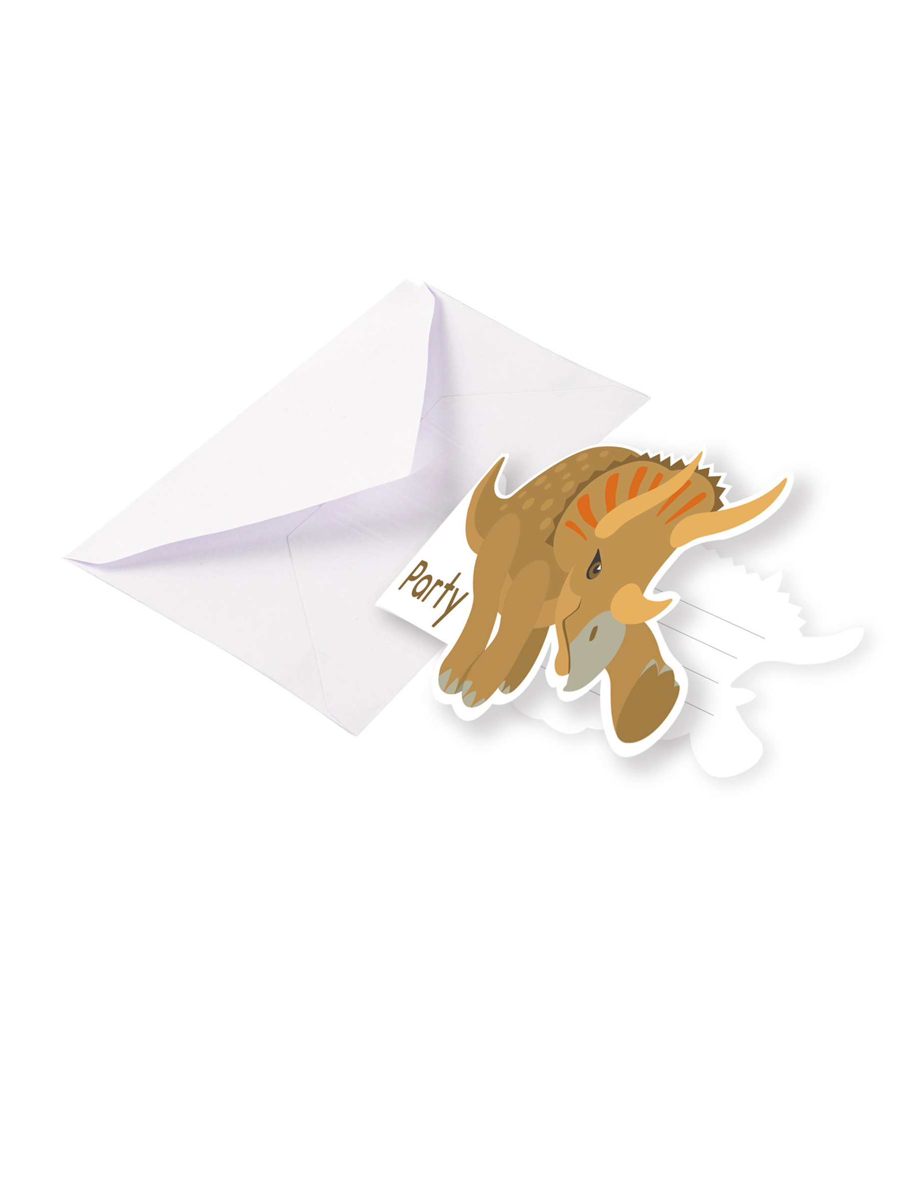8 Triceratops Einladungskarten mit Umschlägen Große Dinosaurier Party