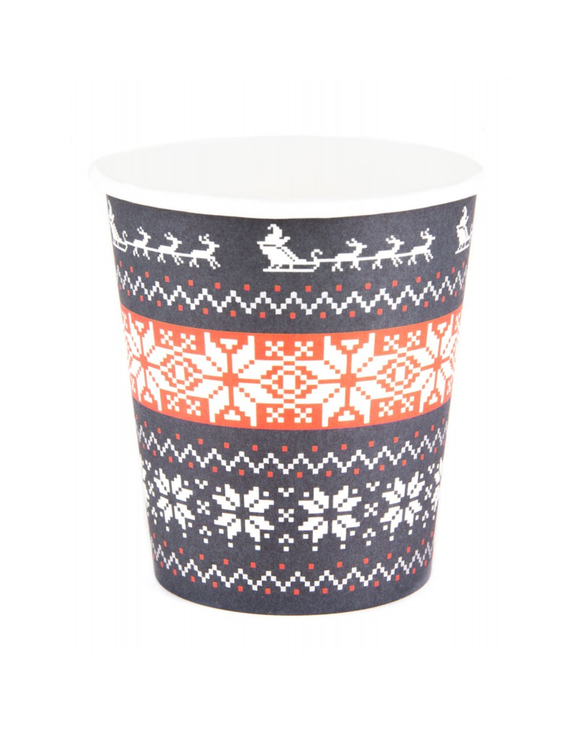 8 Ugly Christmas Sweater Pappbecher 200 ml rot + blau