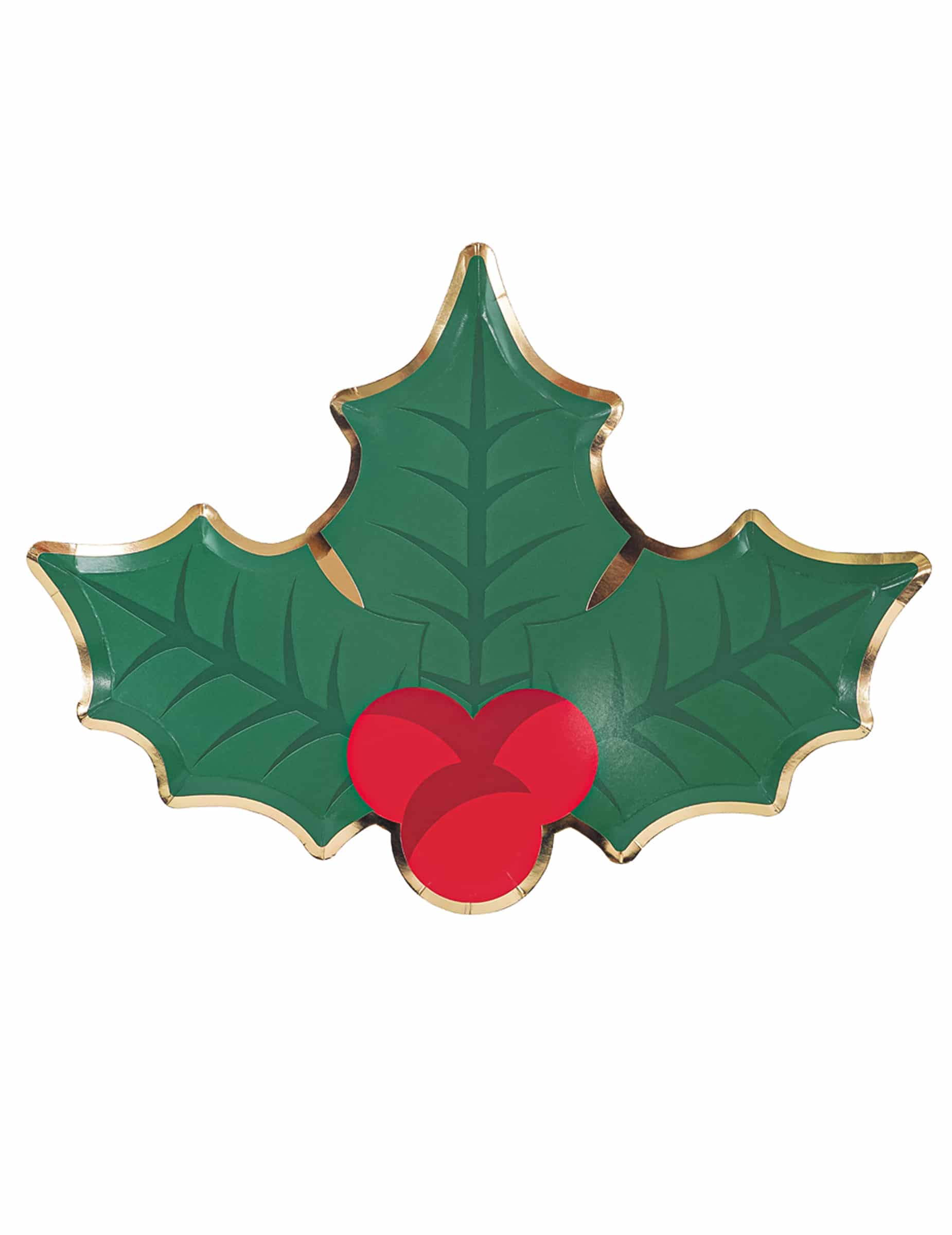 8 Weihnachts-Pappteller Stechpalme 23 cm Blattform