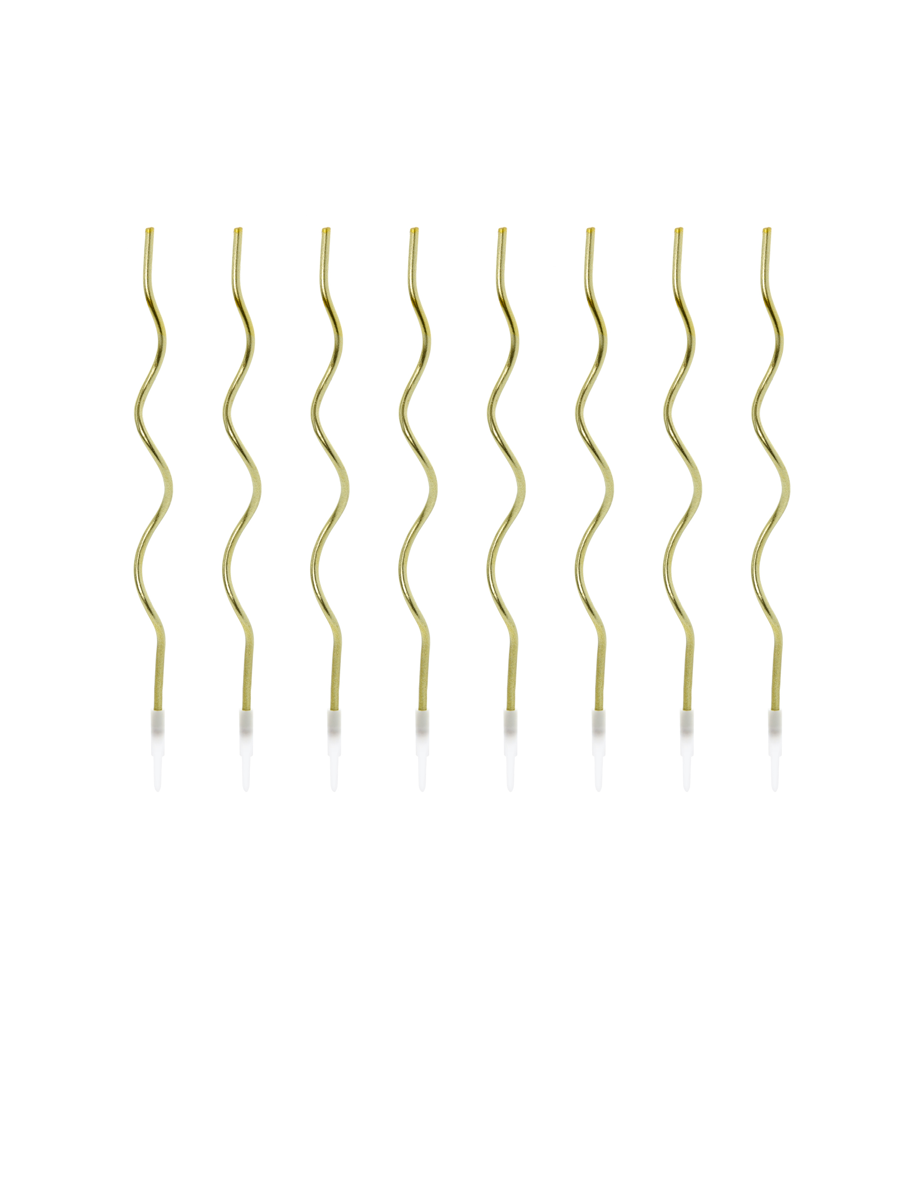 8 goldene Spiral-Kerzen 14 cm mit Haltern